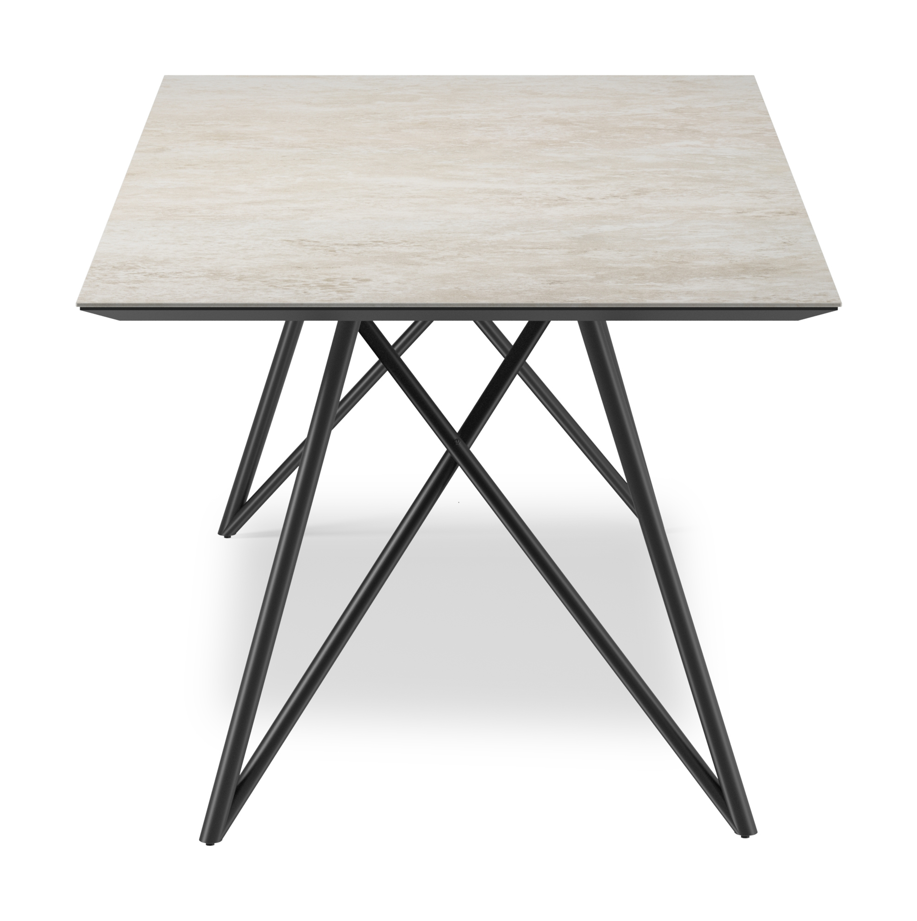 Eettafel Ragno onderstel in zwart metaal met rechthoekig volkeramisch Ceramo blad in kleur Rapolano 220 x 100 x 77 cm