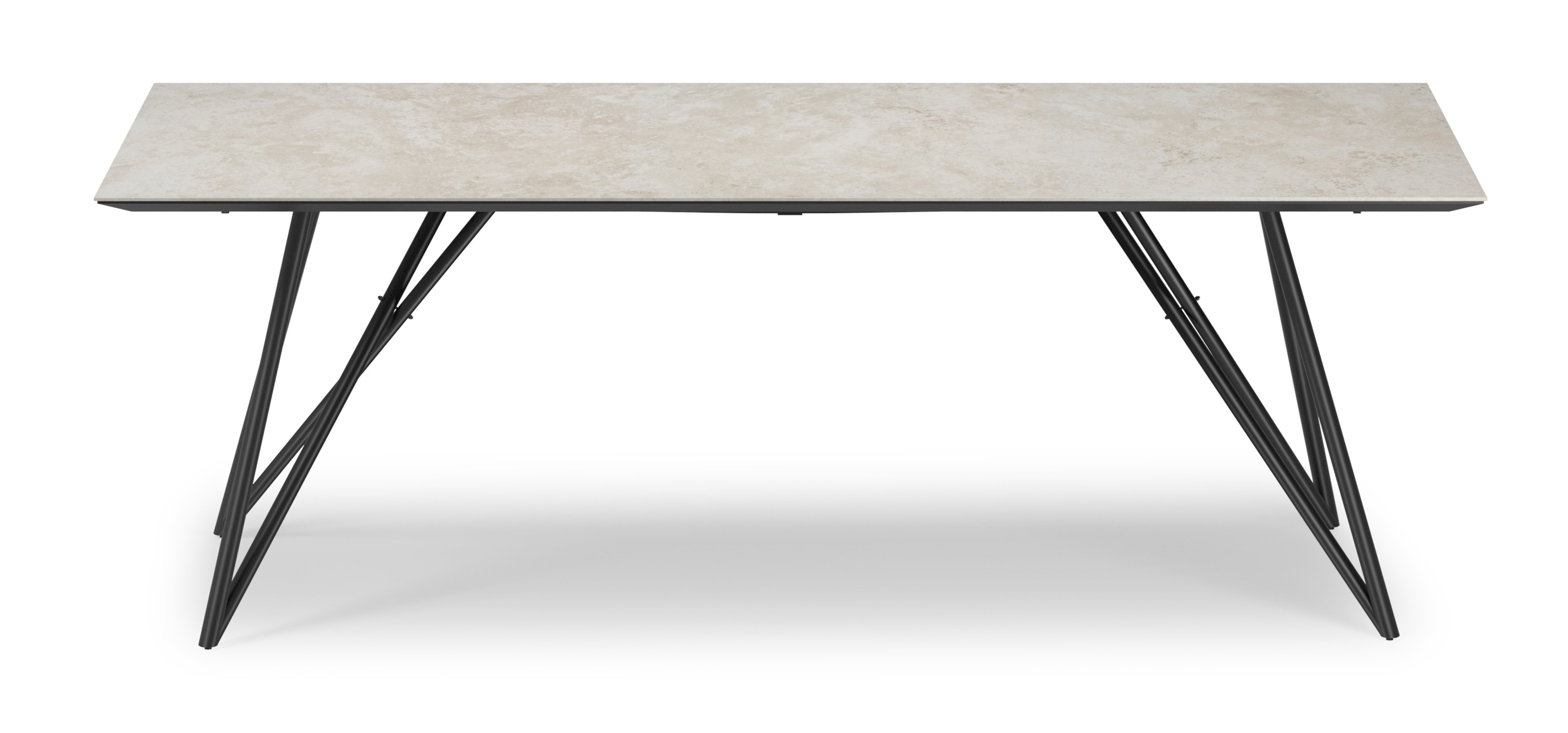 Eettafel Ragno onderstel in zwart metaal met rechthoekig volkeramisch Ceramo blad in kleur Rapolano 220 x 100 x 77 cm