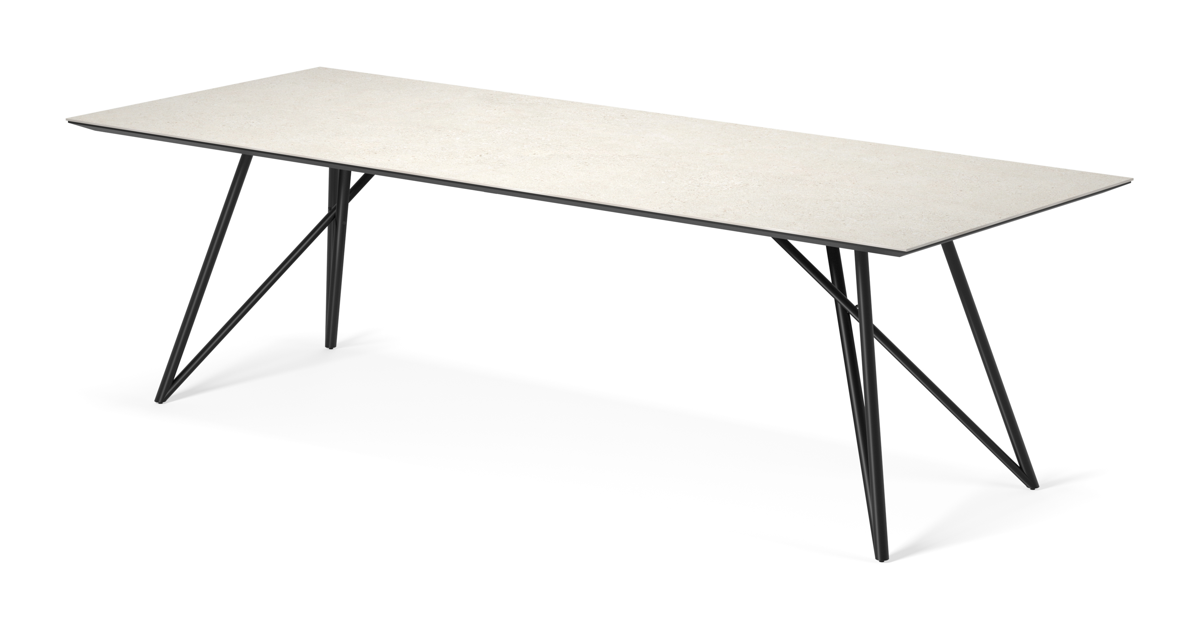 Table de salle à manger Ragno armature en métal noir avec plateau Ceramo rectangulaire céramique en couleur Shilin 260 x 100 x 77 cm
