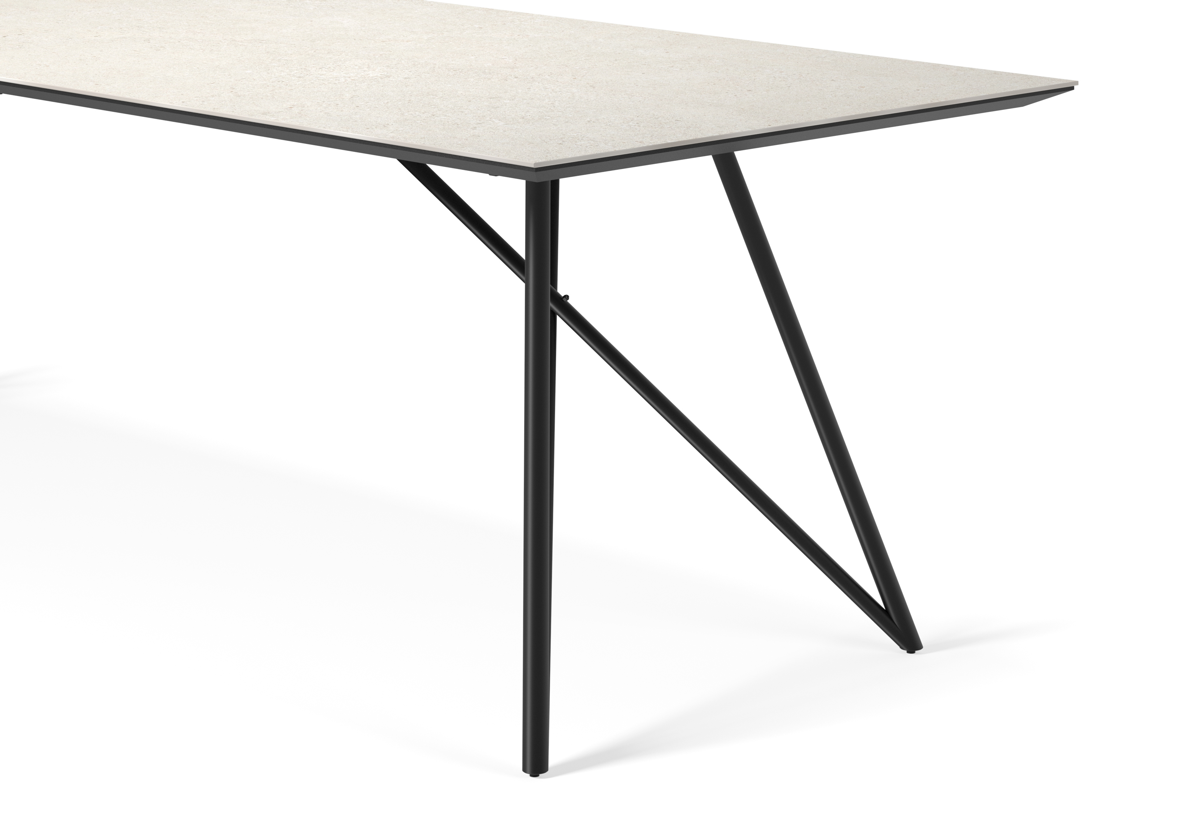 Table de salle à manger Ragno armature en métal noir avec plateau Ceramo rectangulaire céramique en couleur Shilin 260 x 100 x 77 cm