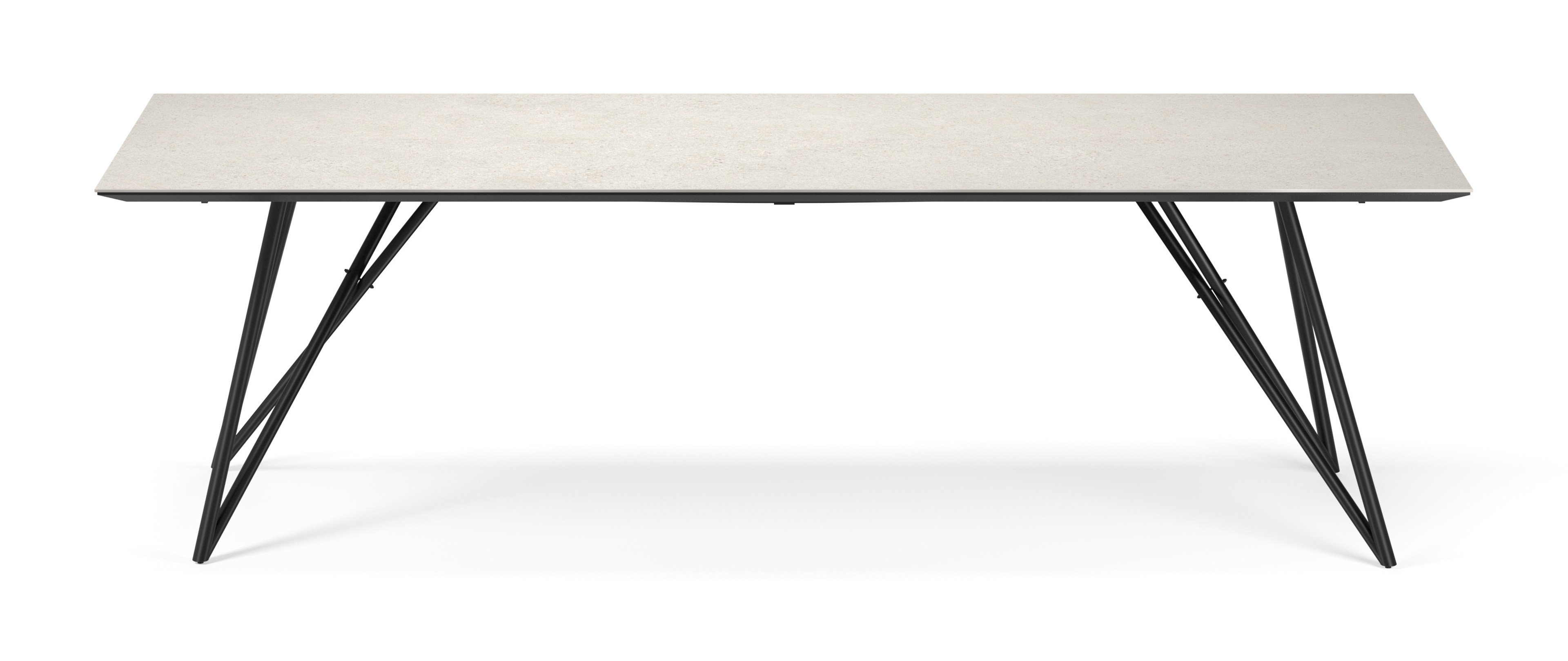 Table de salle à manger Ragno armature en métal noir avec plateau Ceramo rectangulaire céramique en couleur Shilin 260 x 100 x 77 cm