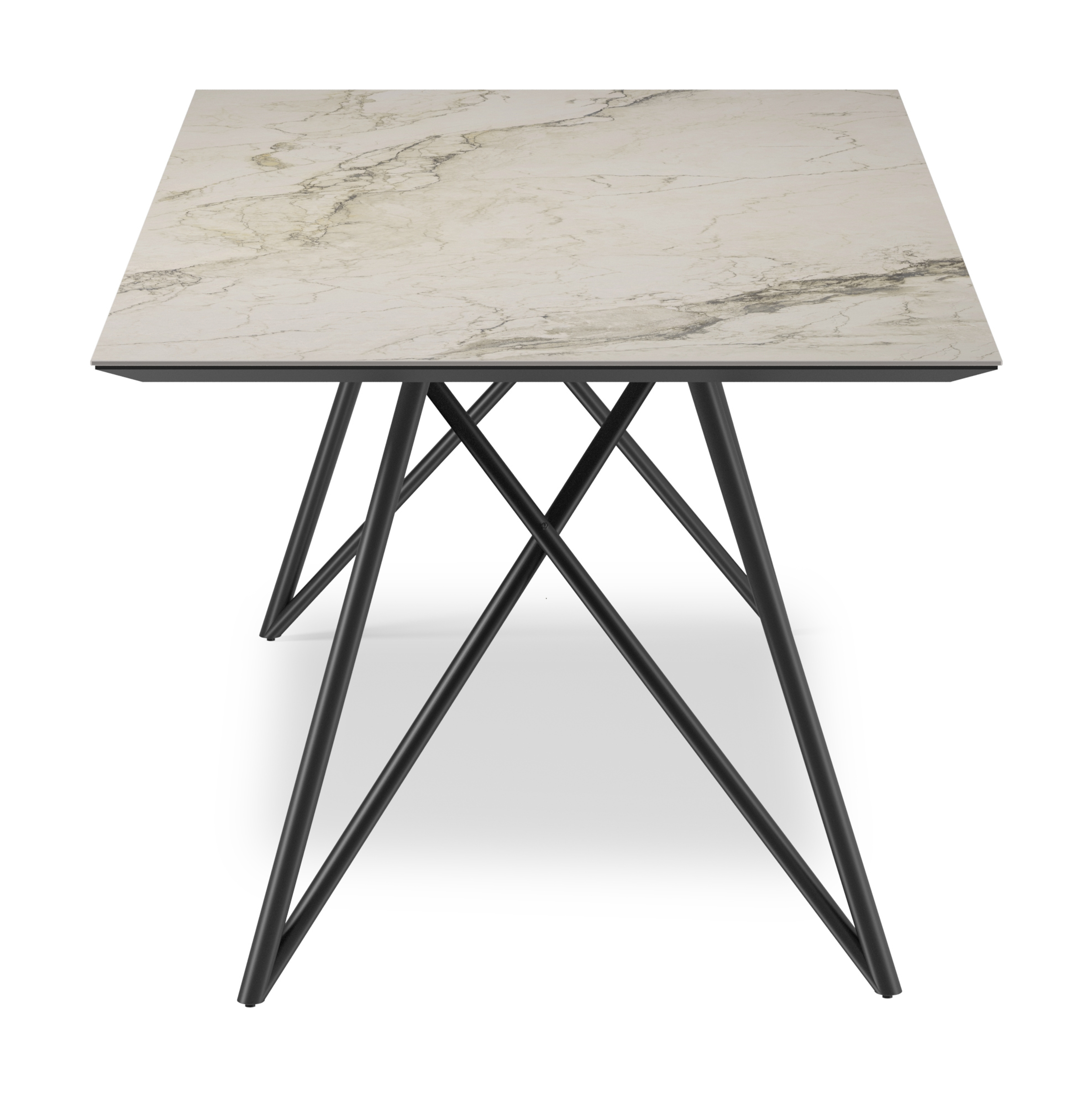 Eettafel Ragno onderstel in zwart metaal met rechthoekig volkeramisch Ceramo blad in kleur Colorado Dunes 260 x 100 x 77 cm