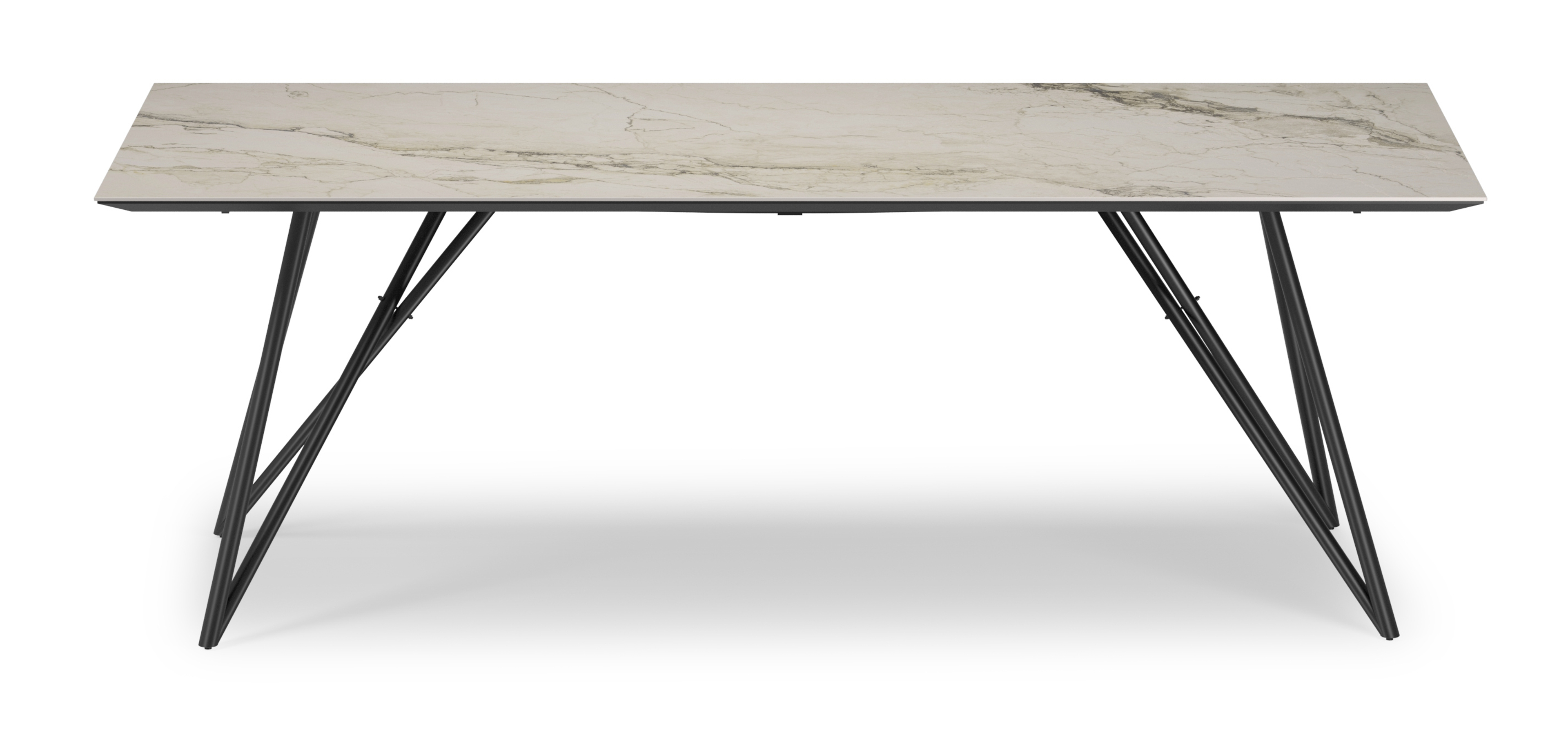 Eettafel Ragno onderstel in zwart metaal met rechthoekig volkeramisch Ceramo blad in kleur Colorado Dunes 260 x 100 x 77 cm