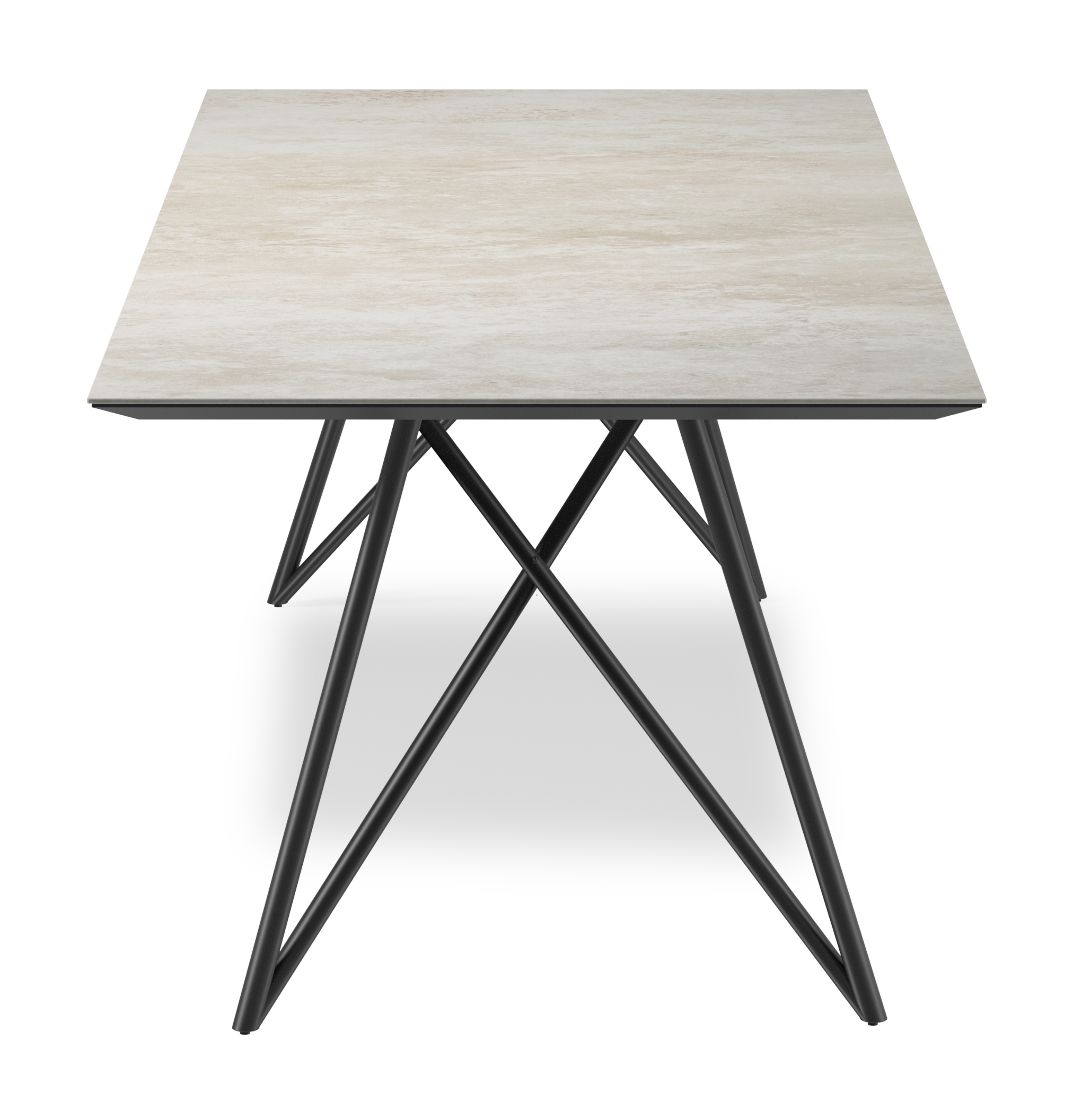 Eettafel Ragno onderstel in zwart metaal met rechthoekig volkeramisch Ceramo blad in kleur Rapolano 260 x 100 x 77 cm