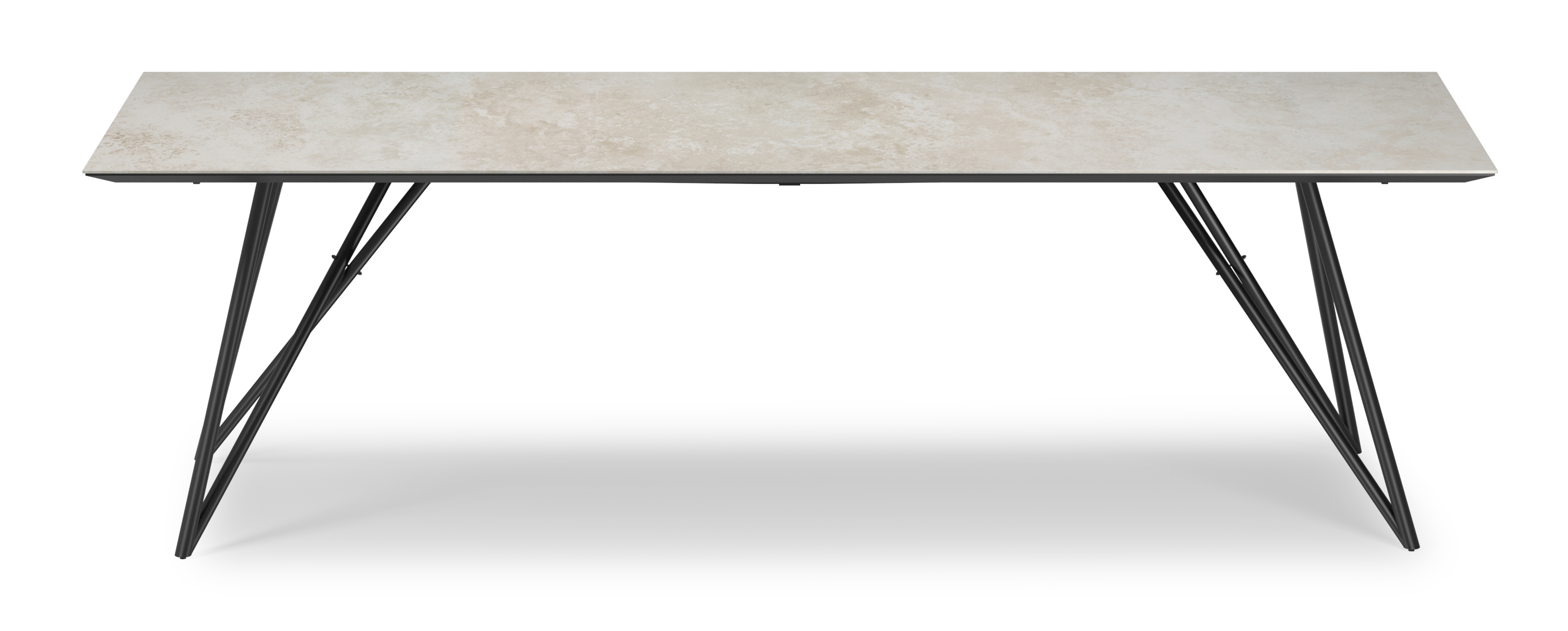Eettafel Ragno onderstel in zwart metaal met rechthoekig volkeramisch Ceramo blad in kleur Rapolano 260 x 100 x 77 cm