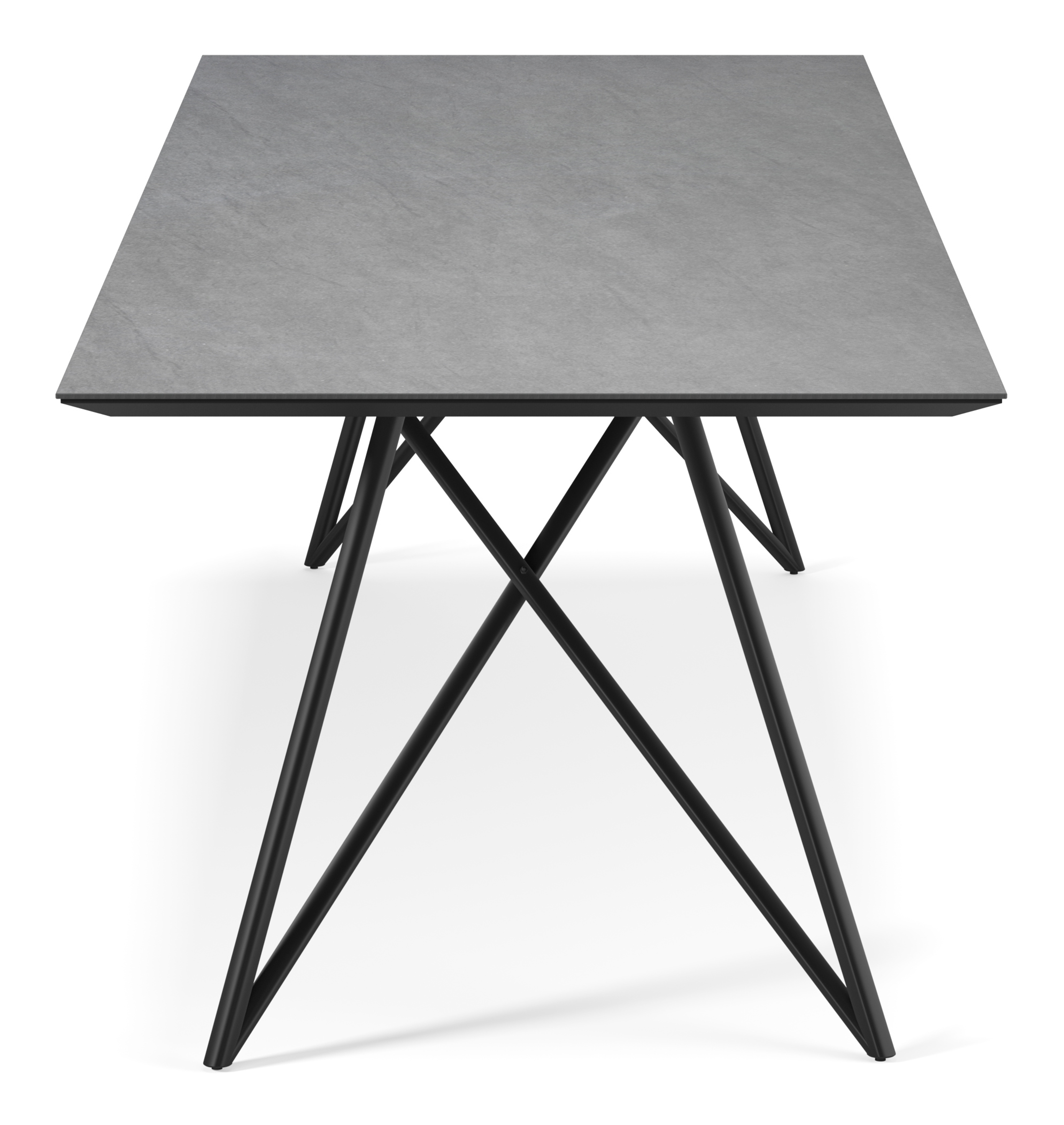 Table de salle à manger Ragno armature en métal noir  avec plateau Ceramo rectangulaire céramique en couleur Basalt Black 300 x 100 x 77 cm