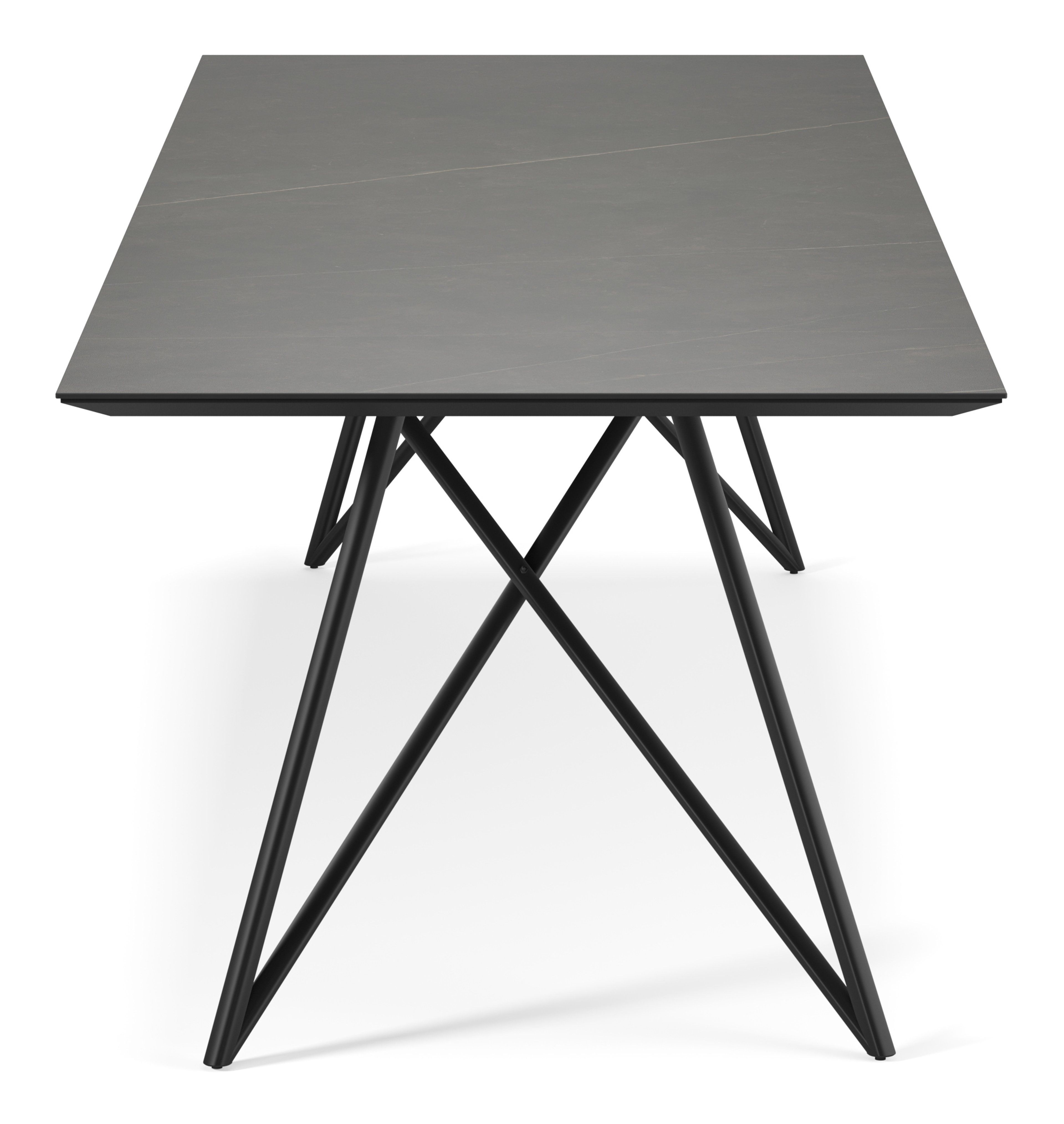 Eettafel Ragno onderstel in zwart metaal met rechthoekig volkeramisch Ceramo blad in kleur Calatorao 300 x 100 x 77 cm