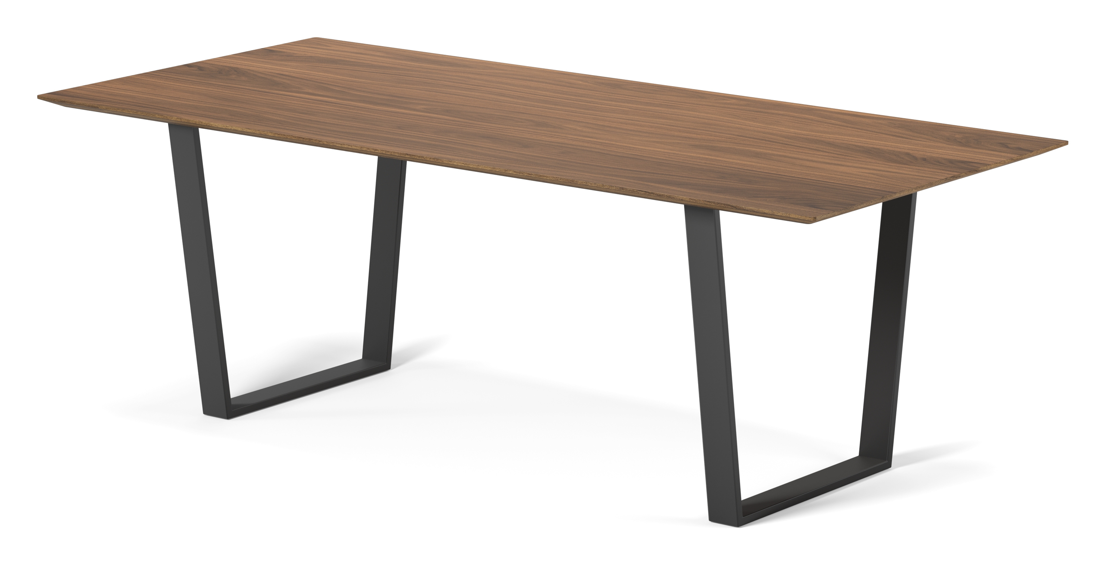 Eettafel Novaro onderstel in zwart metaal met rechthoekig Finesso blad in walnoot 220 x 100 x 77 cm