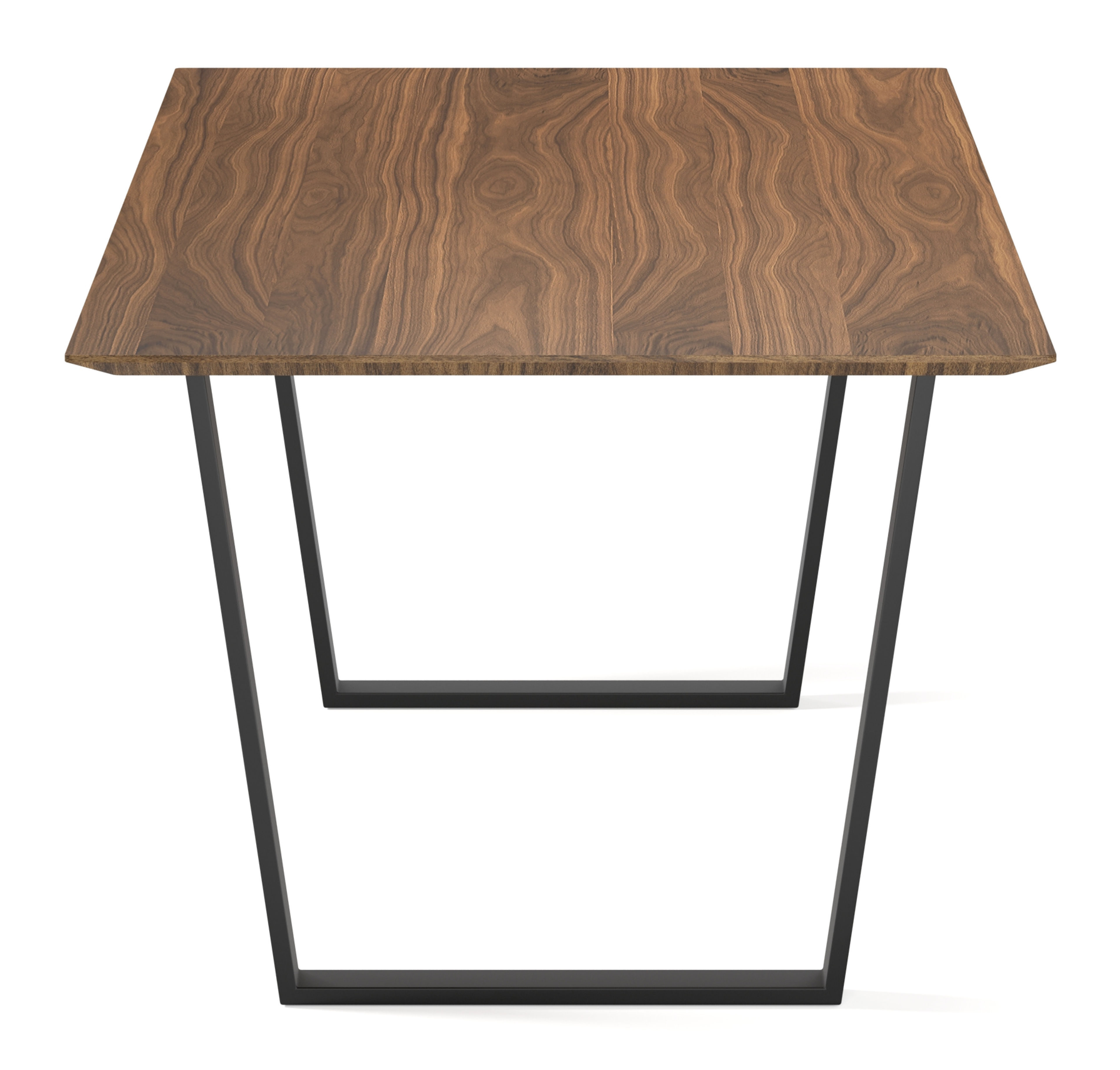 Eettafel Novaro onderstel in zwart metaal met rechthoekig Finesso blad in walnoot 220 x 100 x 77 cm