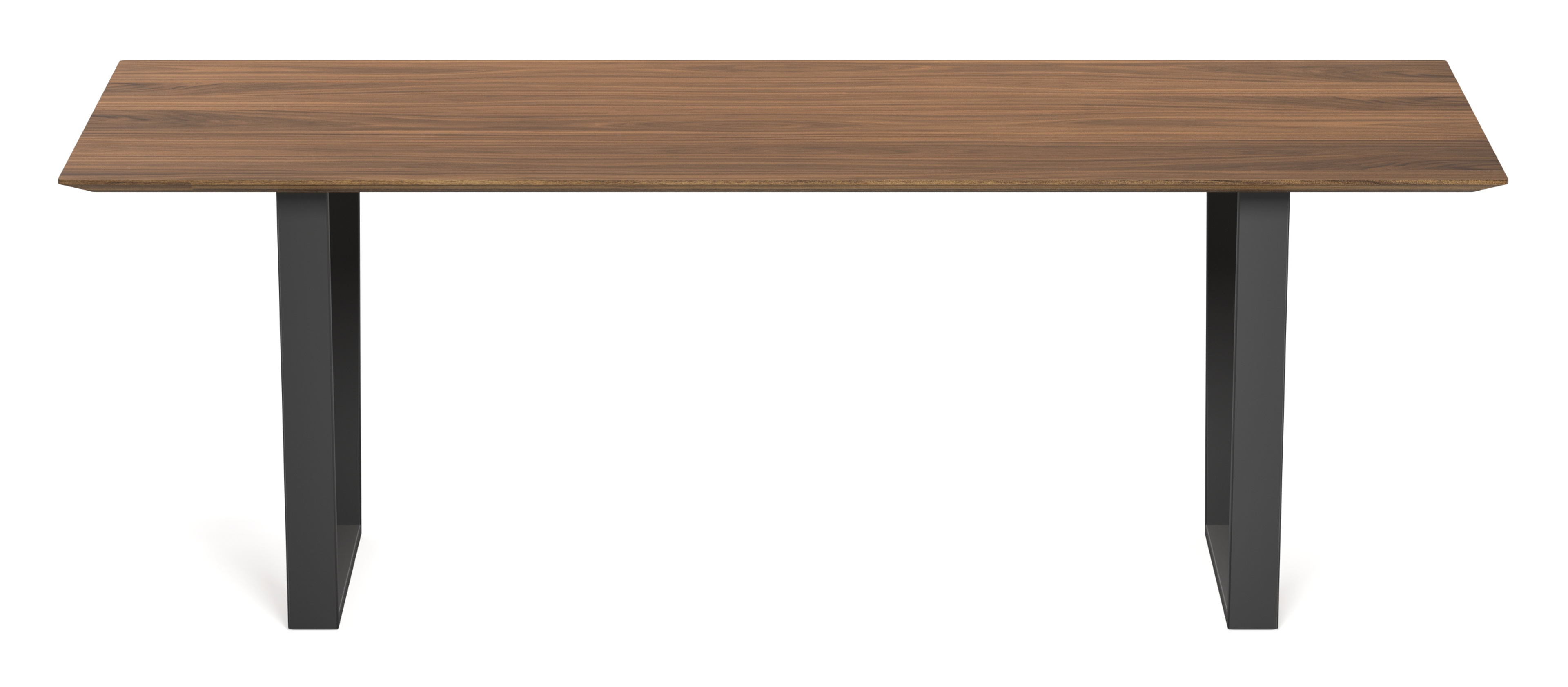 Eettafel Novaro onderstel in zwart metaal met rechthoekig Finesso blad in walnoot 220 x 100 x 77 cm