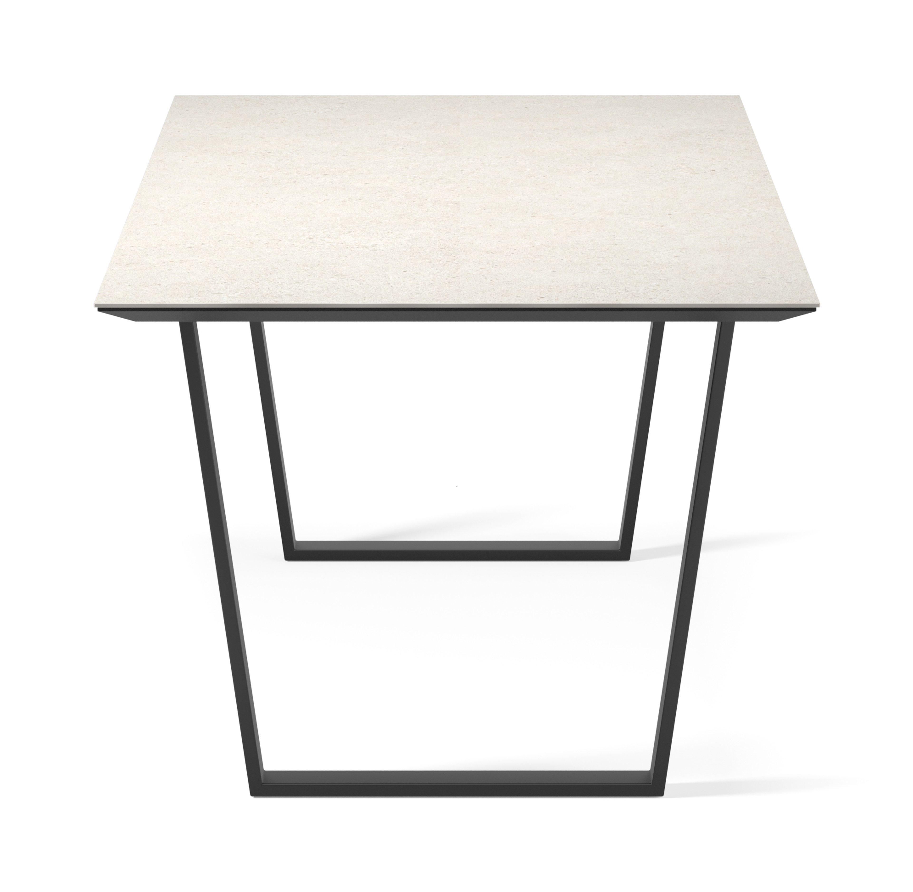 Eettafel Novaro onderstel in zwart metaal met rechthoekig volkeramisch Ceramo blad in kleur Shilin 220 x 100 x 77 cm
