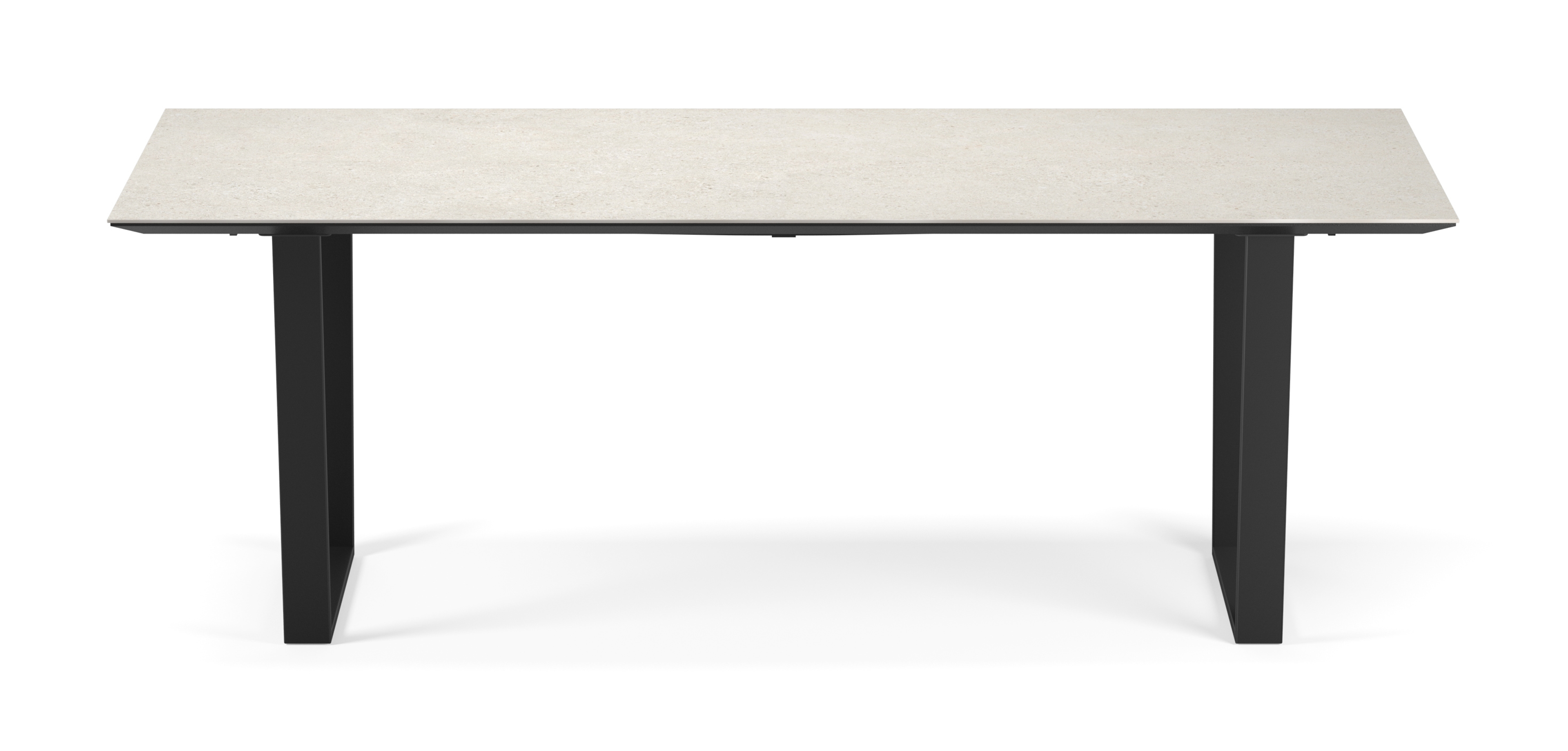 Eettafel Novaro onderstel in zwart metaal met rechthoekig volkeramisch Ceramo blad in kleur Shilin 220 x 100 x 77 cm