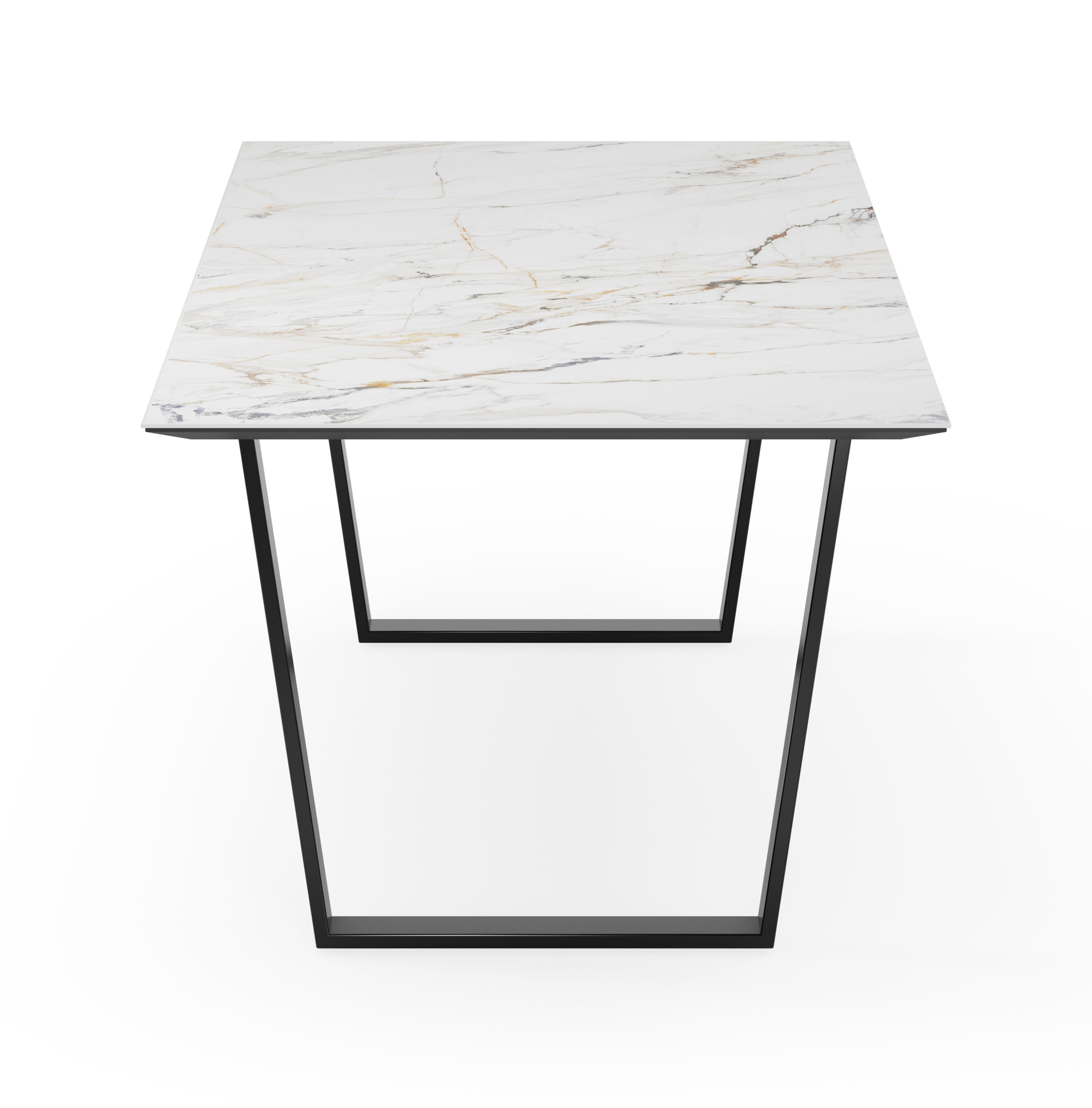 Table de salle à manger Novaro armature en métal noir  avec plateau Ceramo rectangulaire céramique en couleur Calacatta Luxe  220 x 100 x 77 cm