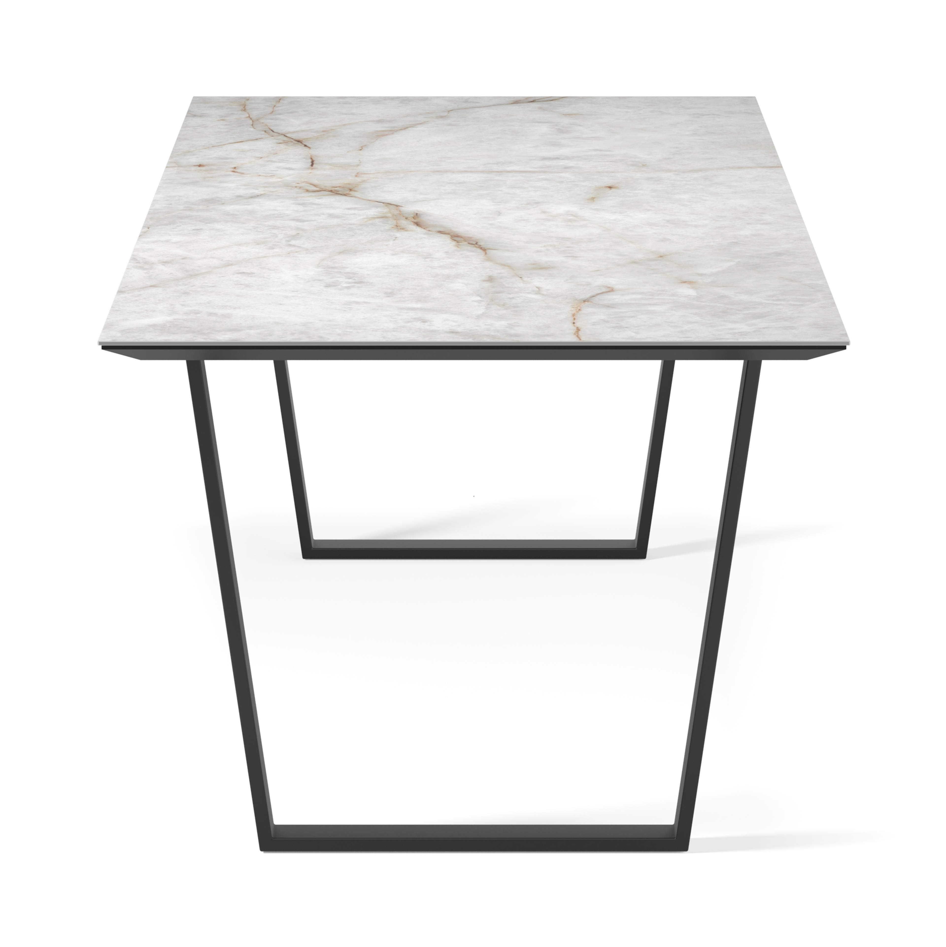 Table de salle à manger Novaro armature en métal noir avec plateau Ceramo rectangulaire céramique en couleur Himalaya 260 x 100 x 77 cm
