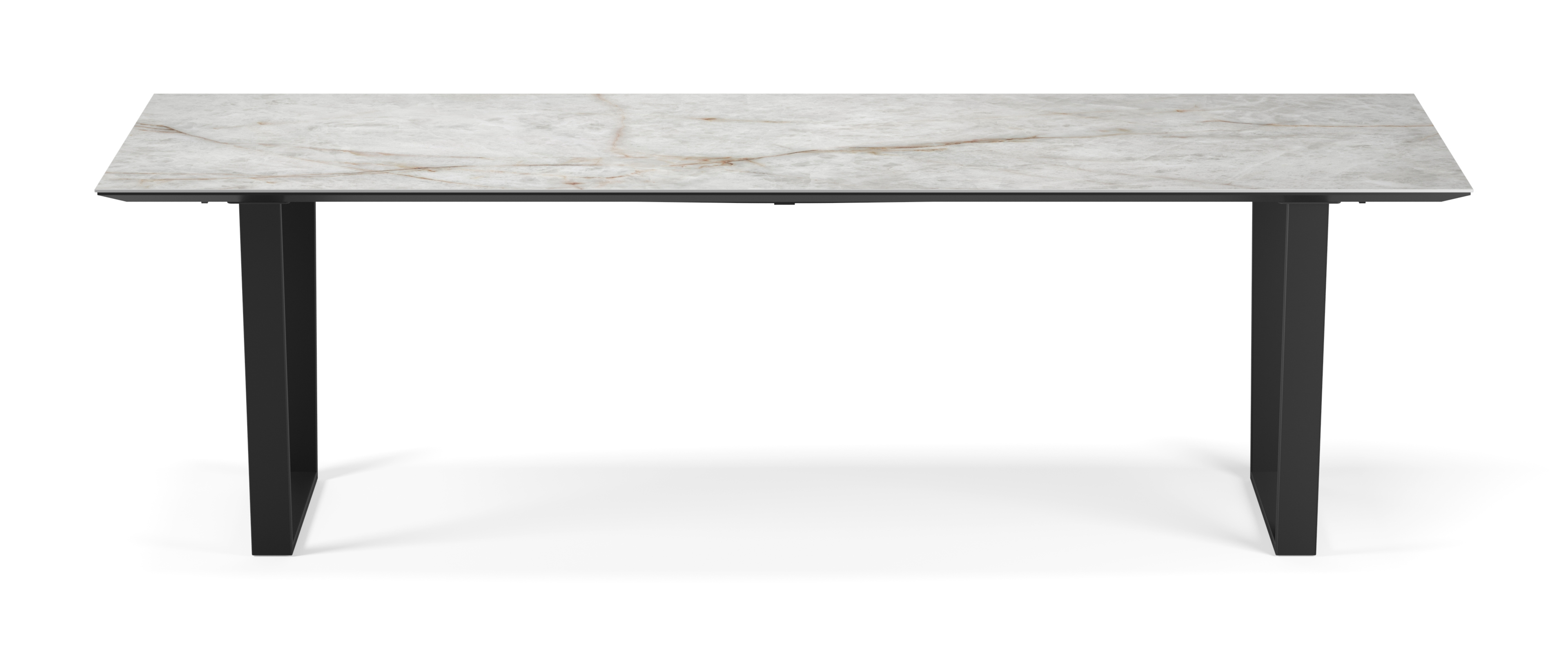 Table de salle à manger Novaro armature en métal noir avec plateau Ceramo rectangulaire céramique en couleur Himalaya 260 x 100 x 77 cm