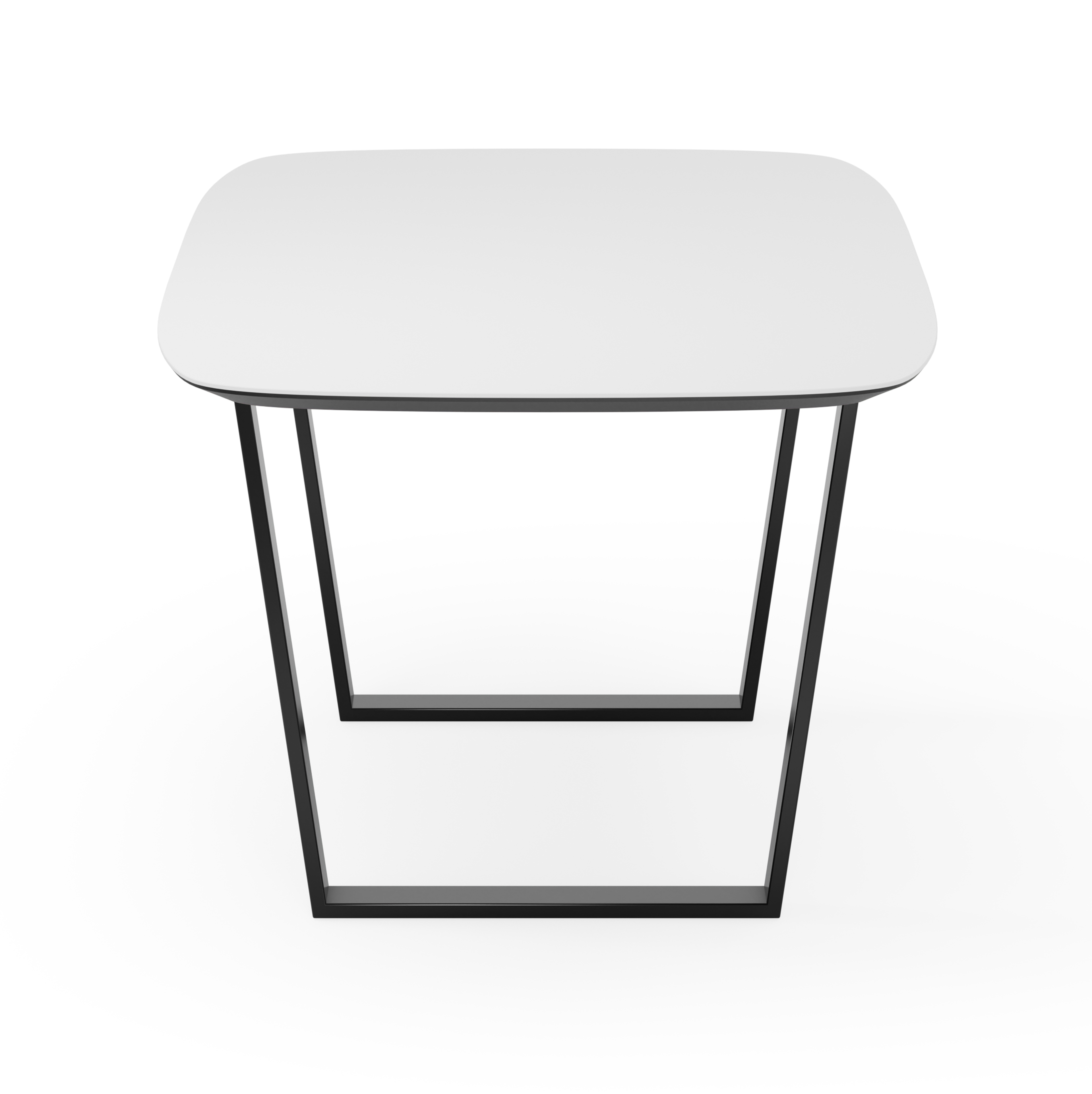 Table de salle à manger Novaro armature en métal noir avec plateau Ceramo forme arrondi en céramique en couleur Arctic White 220 x 105 x 77 cm
