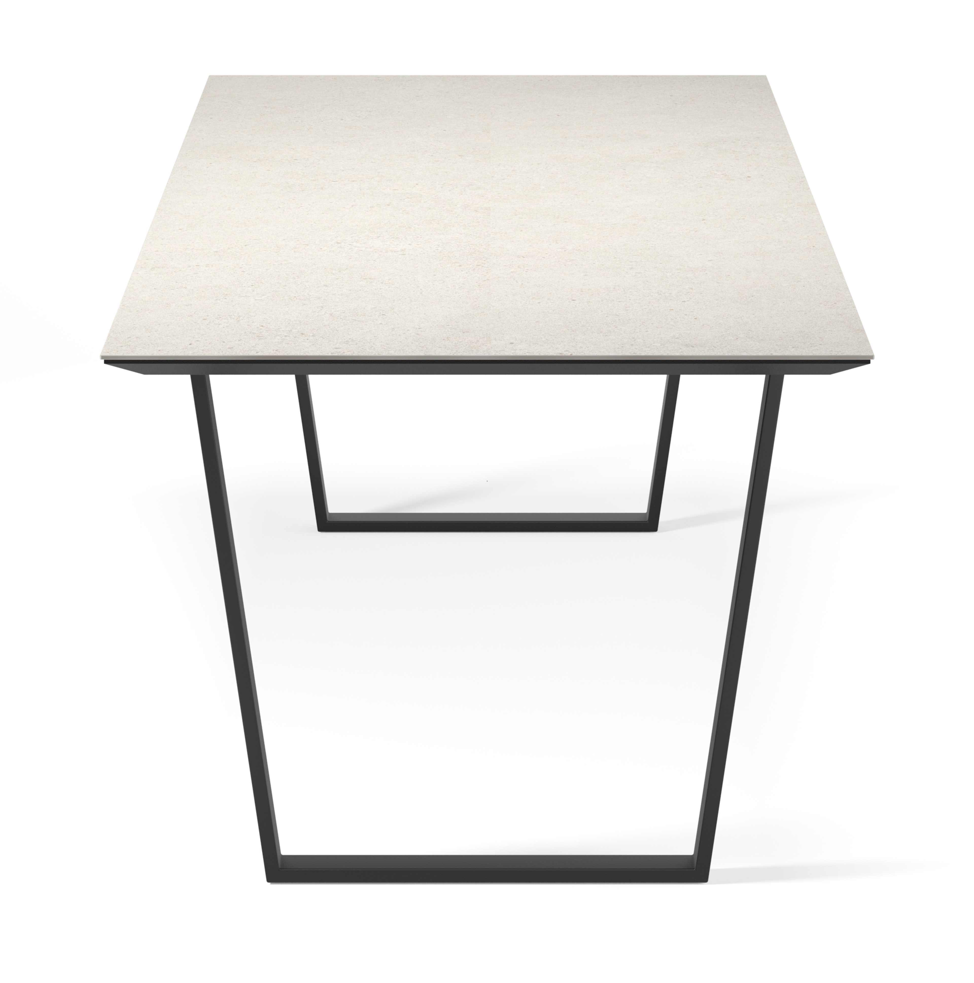 Eettafel Novaro onderstel in zwart metaal met rechthoekig volkeramisch Ceramo blad in kleur Shilin 300 x 100 x 77 cm