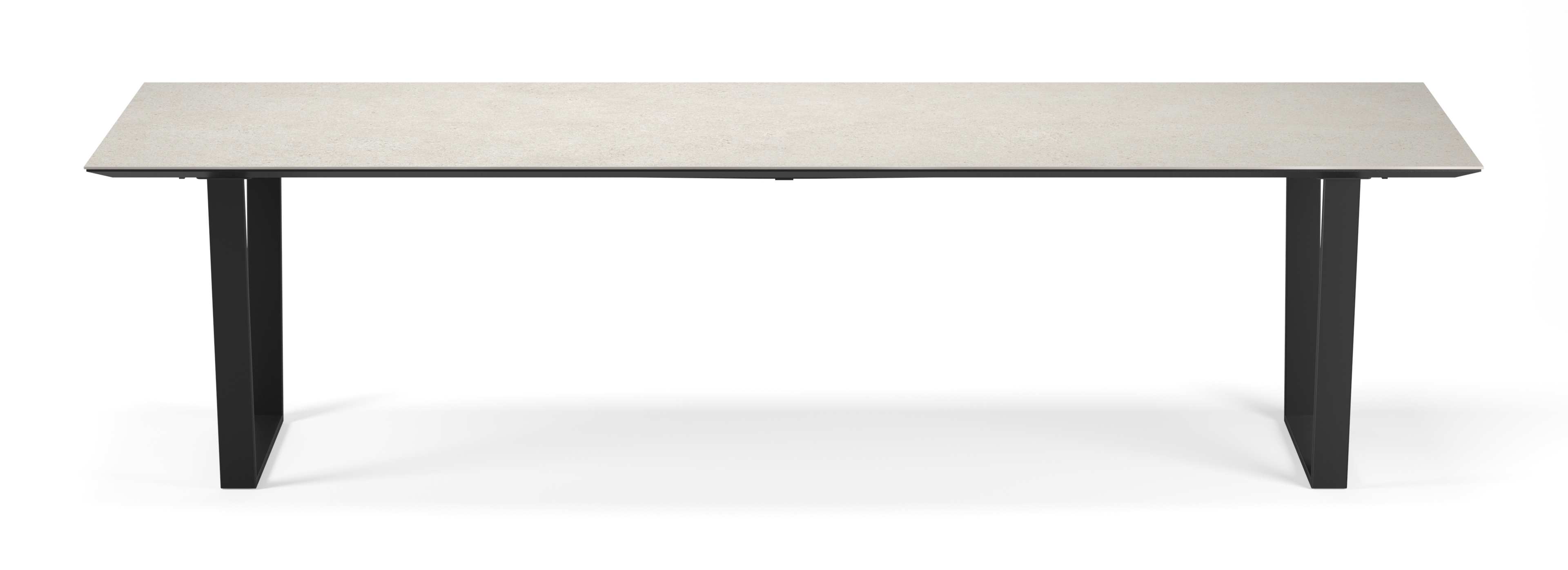 Eettafel Novaro onderstel in zwart metaal met rechthoekig volkeramisch Ceramo blad in kleur Shilin 300 x 100 x 77 cm