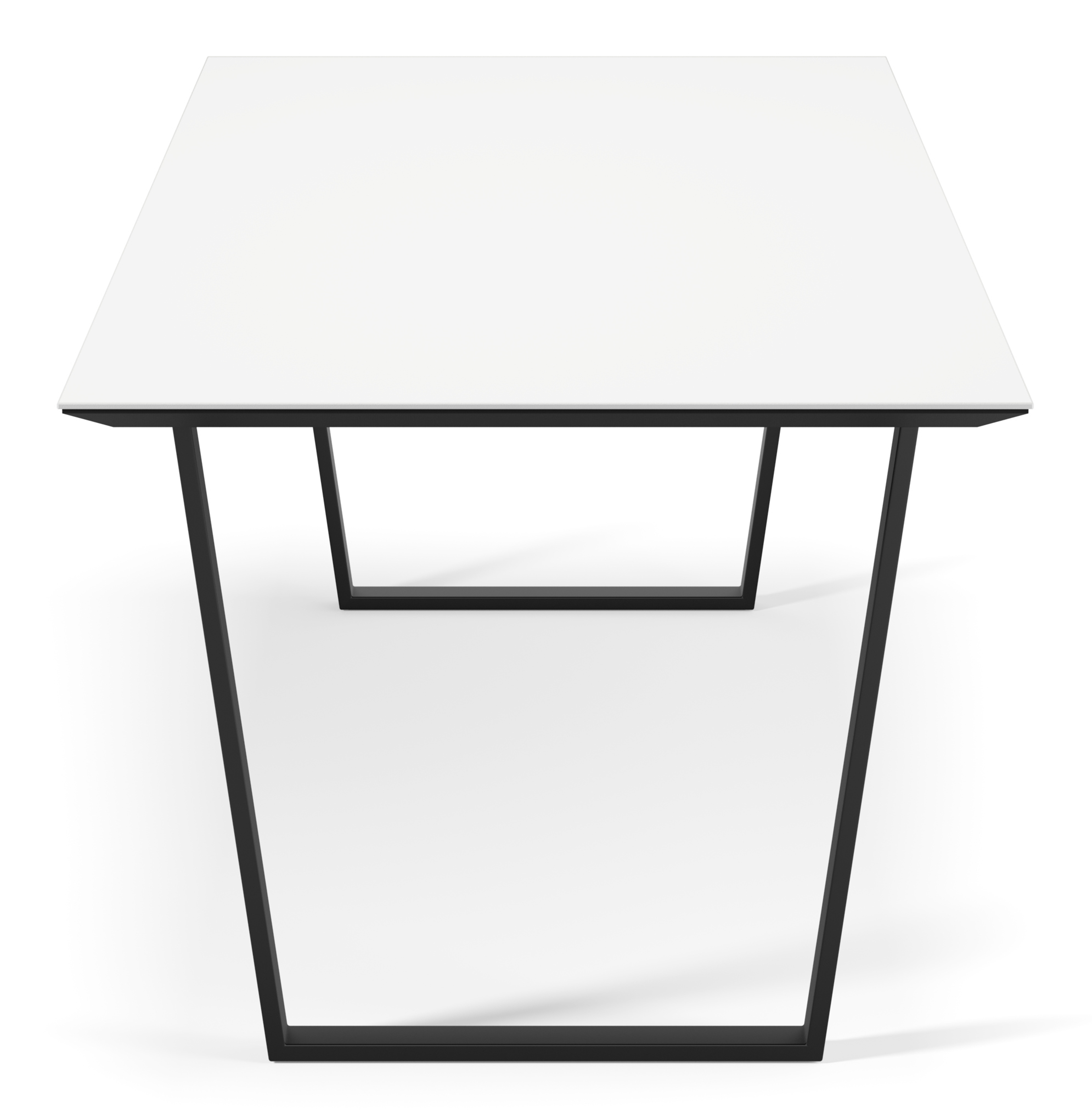 Table de salle à manger Novaro armature en métal noir avec plateau Ceramo rectangulaire céramique en couleur Arctic White 300 x 100 x 77 cm