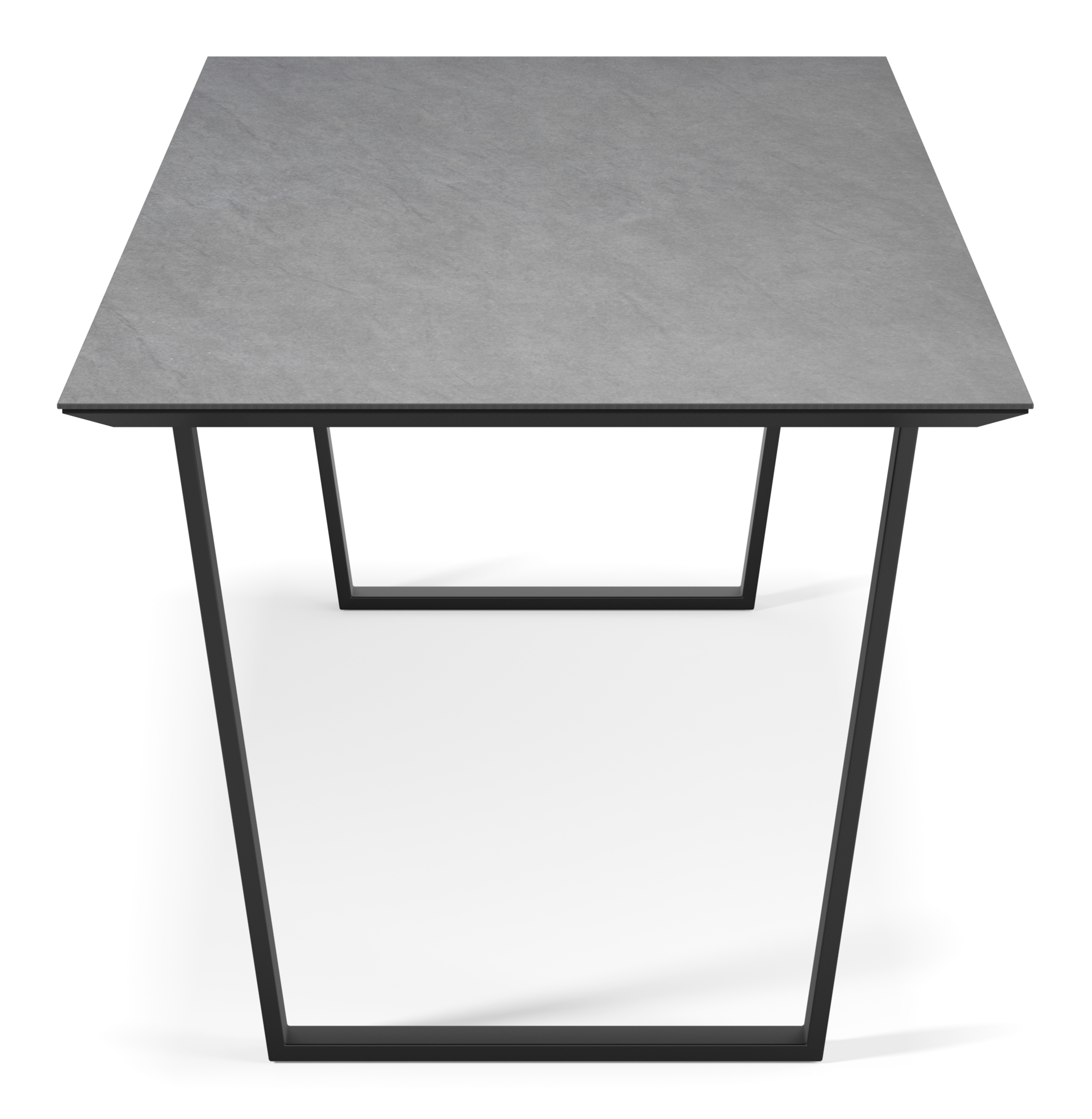 Eettafel Novaro onderstel in zwart metaal met rechthoekig volkeramisch Ceramo blad in kleur Basalt Black 300 x 100 x 77 cm