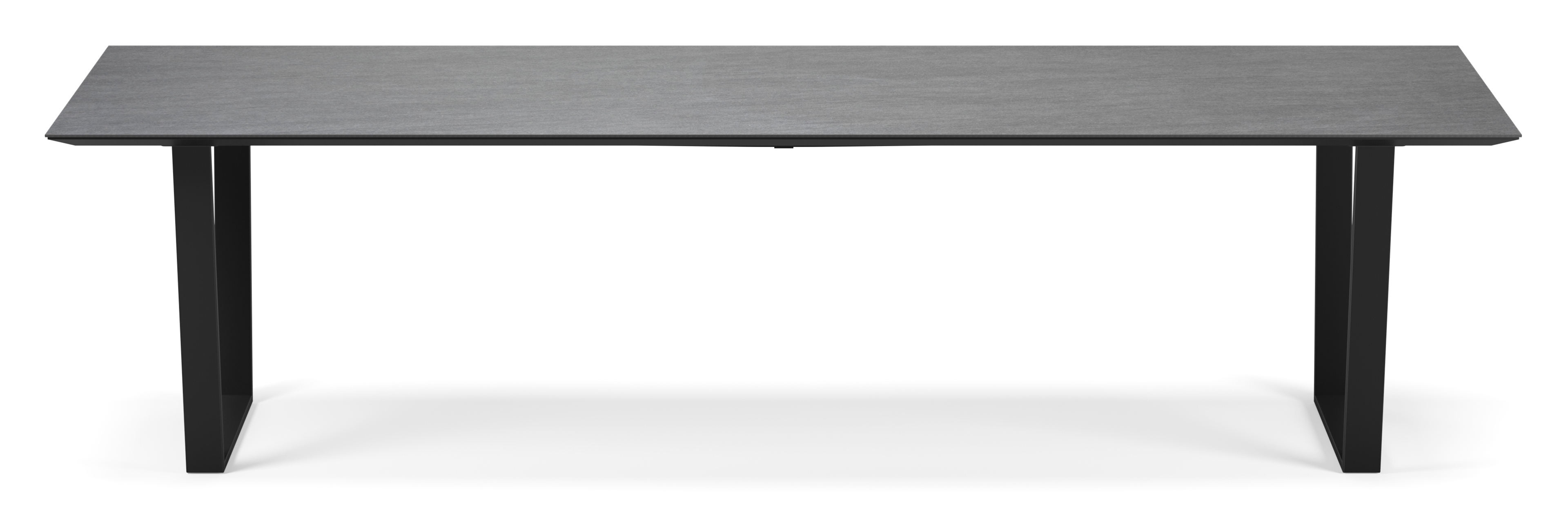 Eettafel Novaro onderstel in zwart metaal met rechthoekig volkeramisch Ceramo blad in kleur Basalt Black 300 x 100 x 77 cm