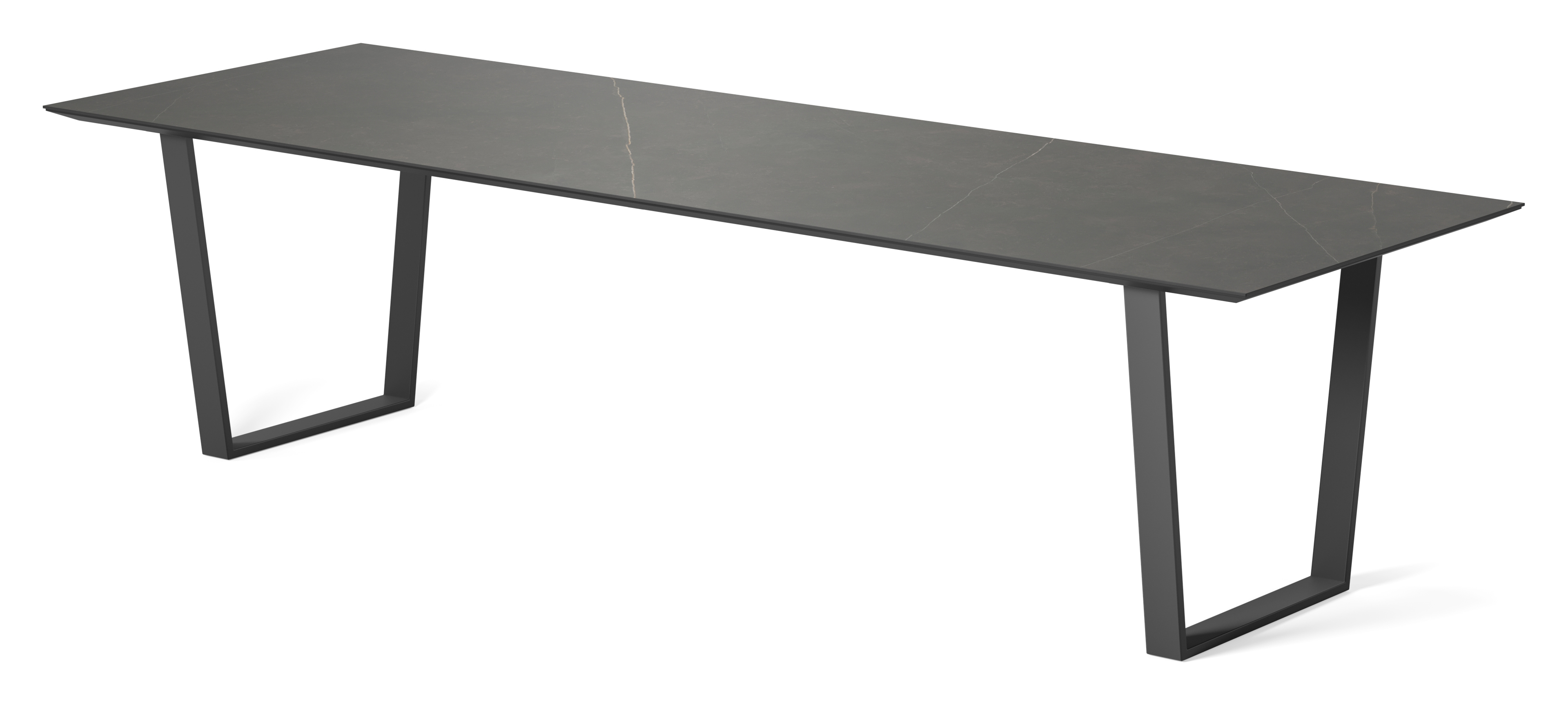 Table de salle à manger Novaro armature en métal noir avec plateau Ceramo rectangulaire céramique en couleur Calatorao 300 x 100 x 77 cm