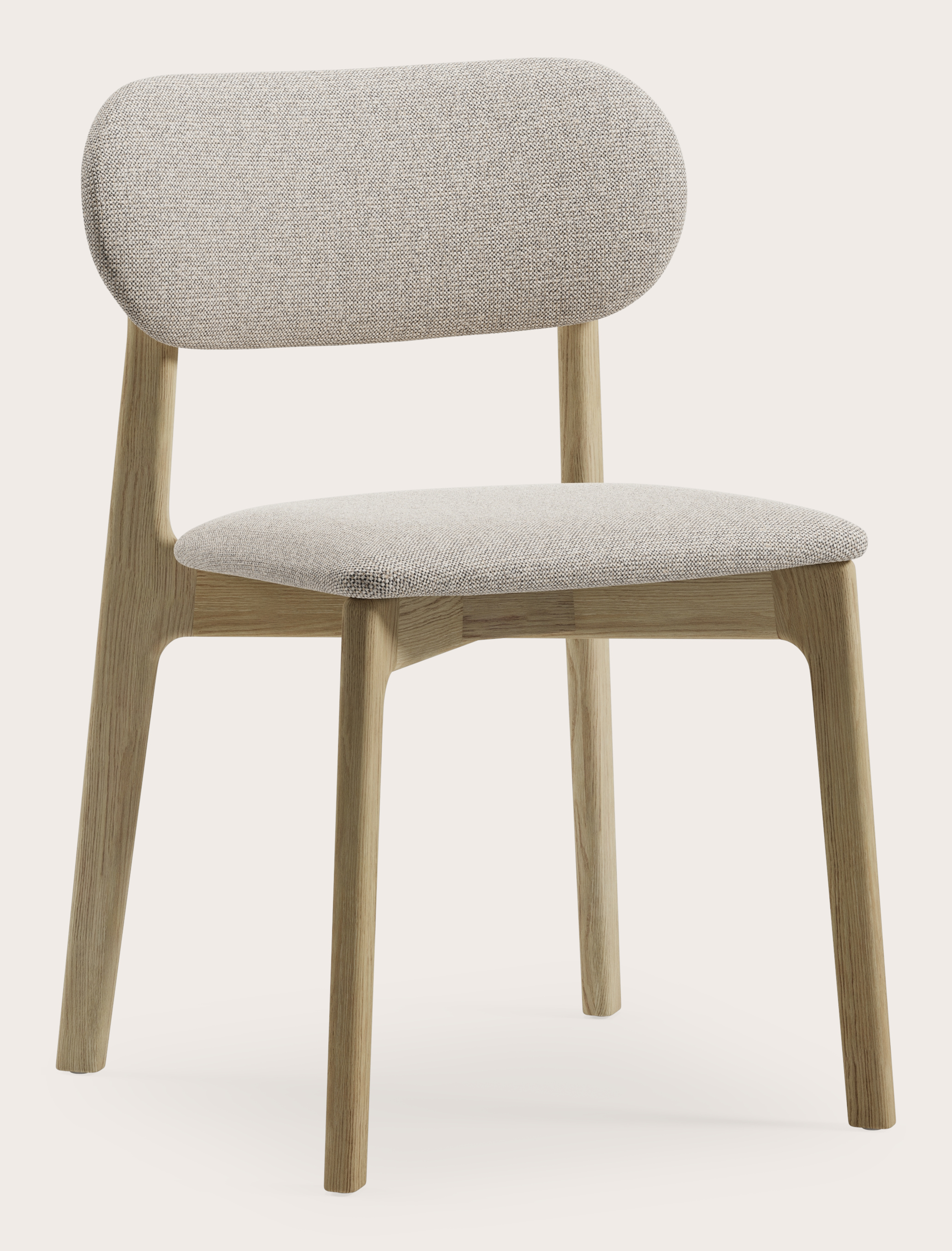 Chaise de salle à manger Carusi en Brio tissu Natural avec pied de chaise en frêne couleur naturelle