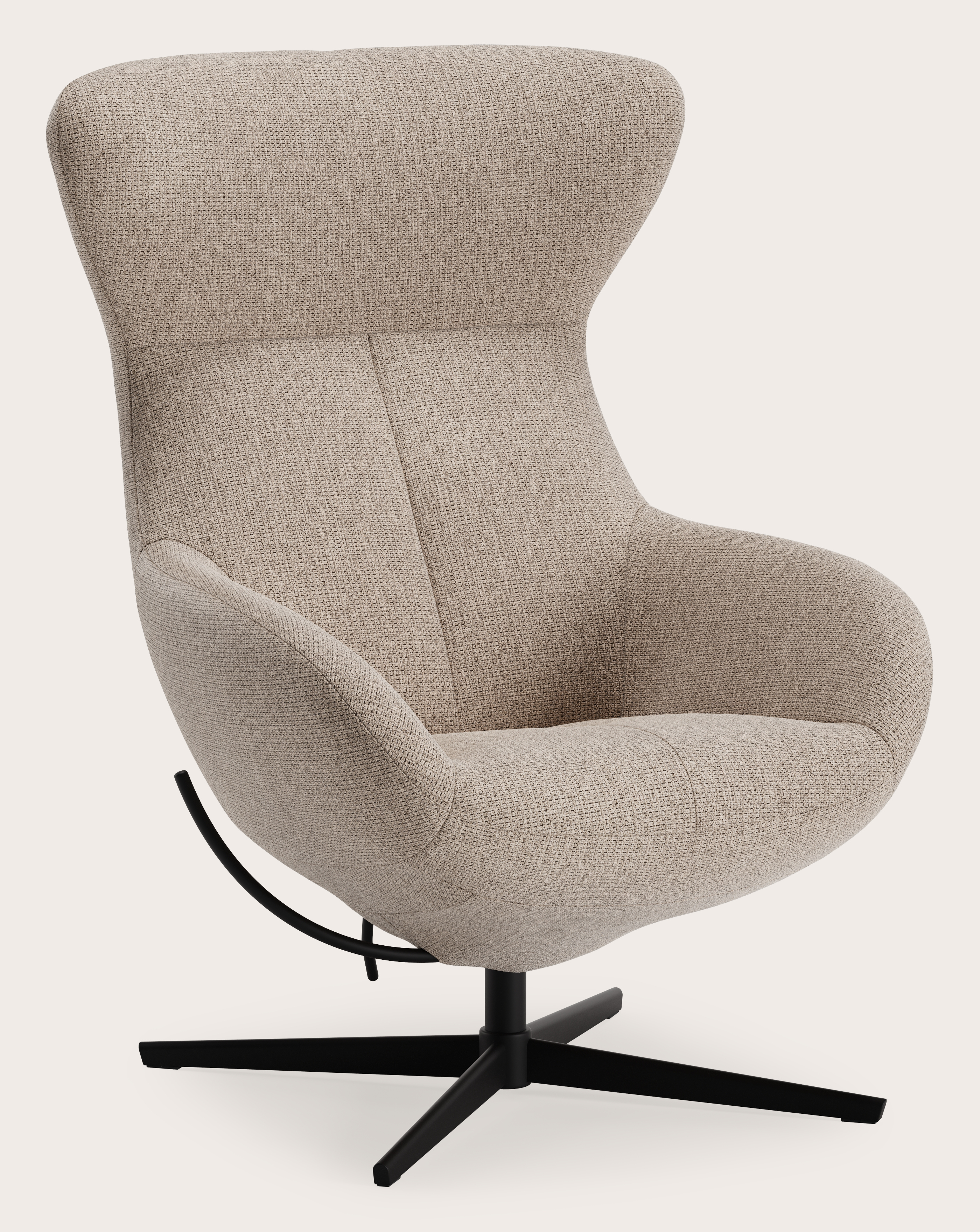 Riposa relax fauteuil (tilt functie) in Fuga stof Taupe met poot in zwart metaal