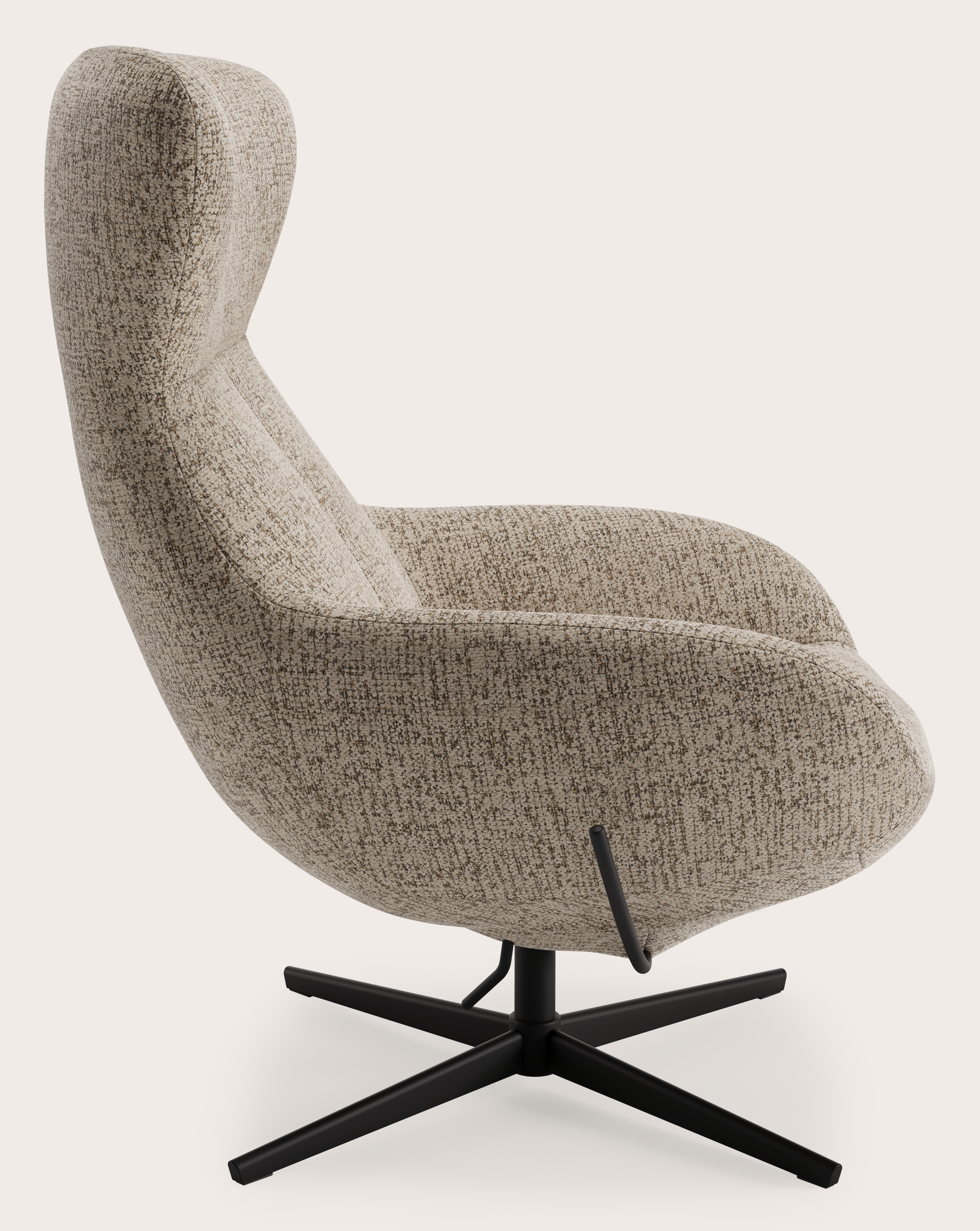 Riposa relax fauteuil (tilt functie) in Mareto stof Taupe met poot in zwart metaal