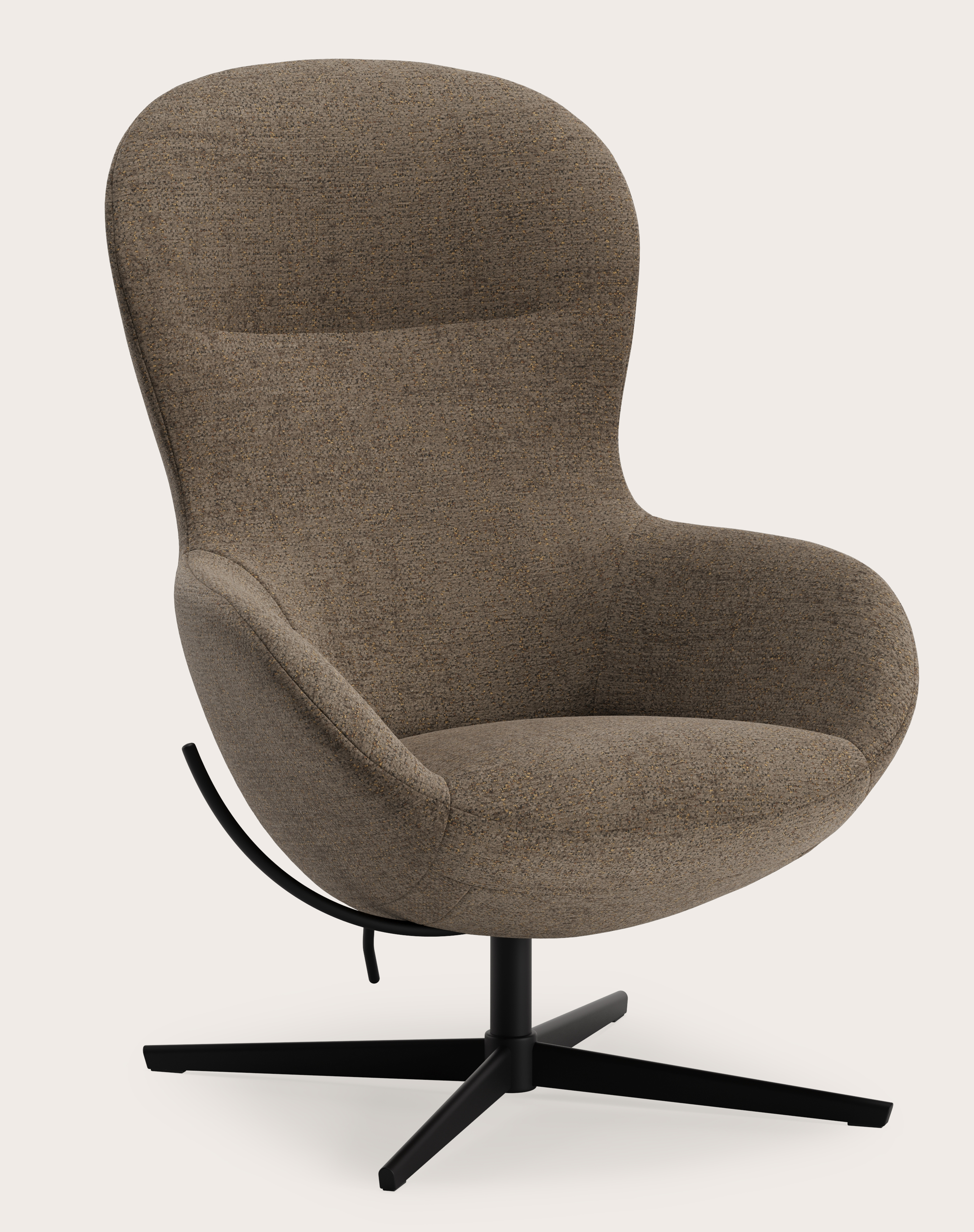 Sereno relax fauteuil in Mareto stof Terra met poot in zwart metaal