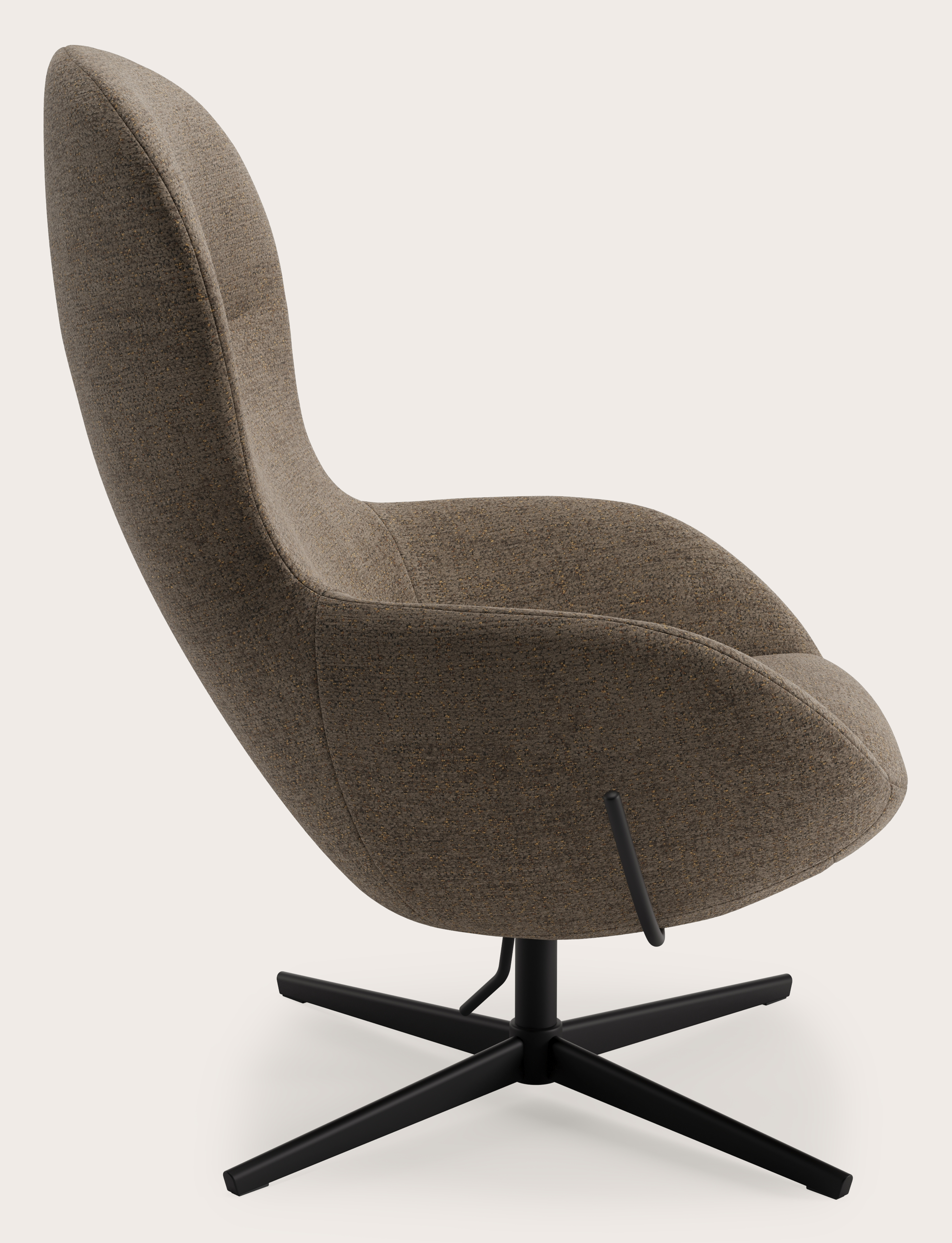 Sereno relax fauteuil in Mareto stof Terra met poot in zwart metaal