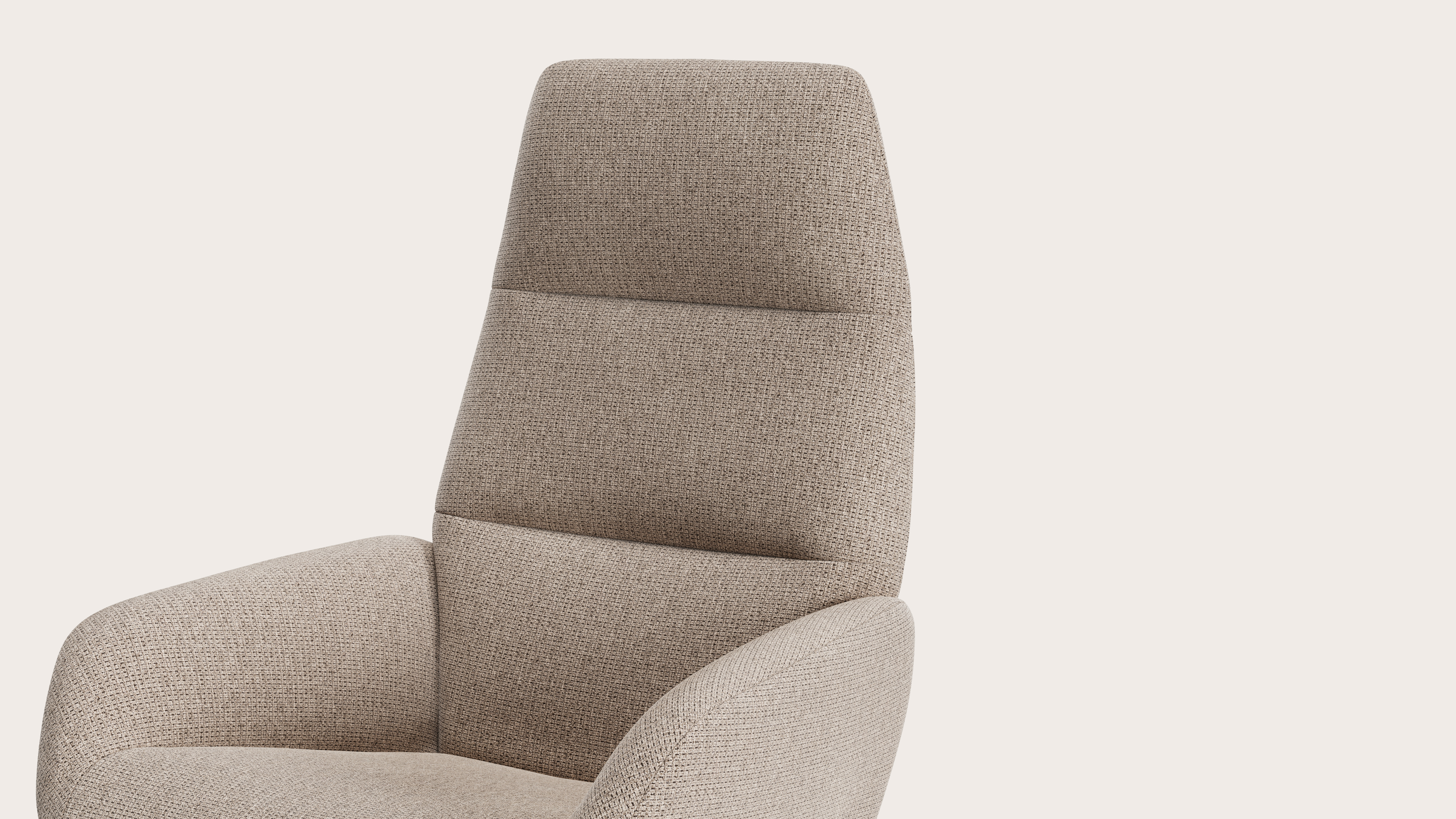 Lento relax fauteuil (push back functie) in Fuga stof Taupe met poot in zwart metaal