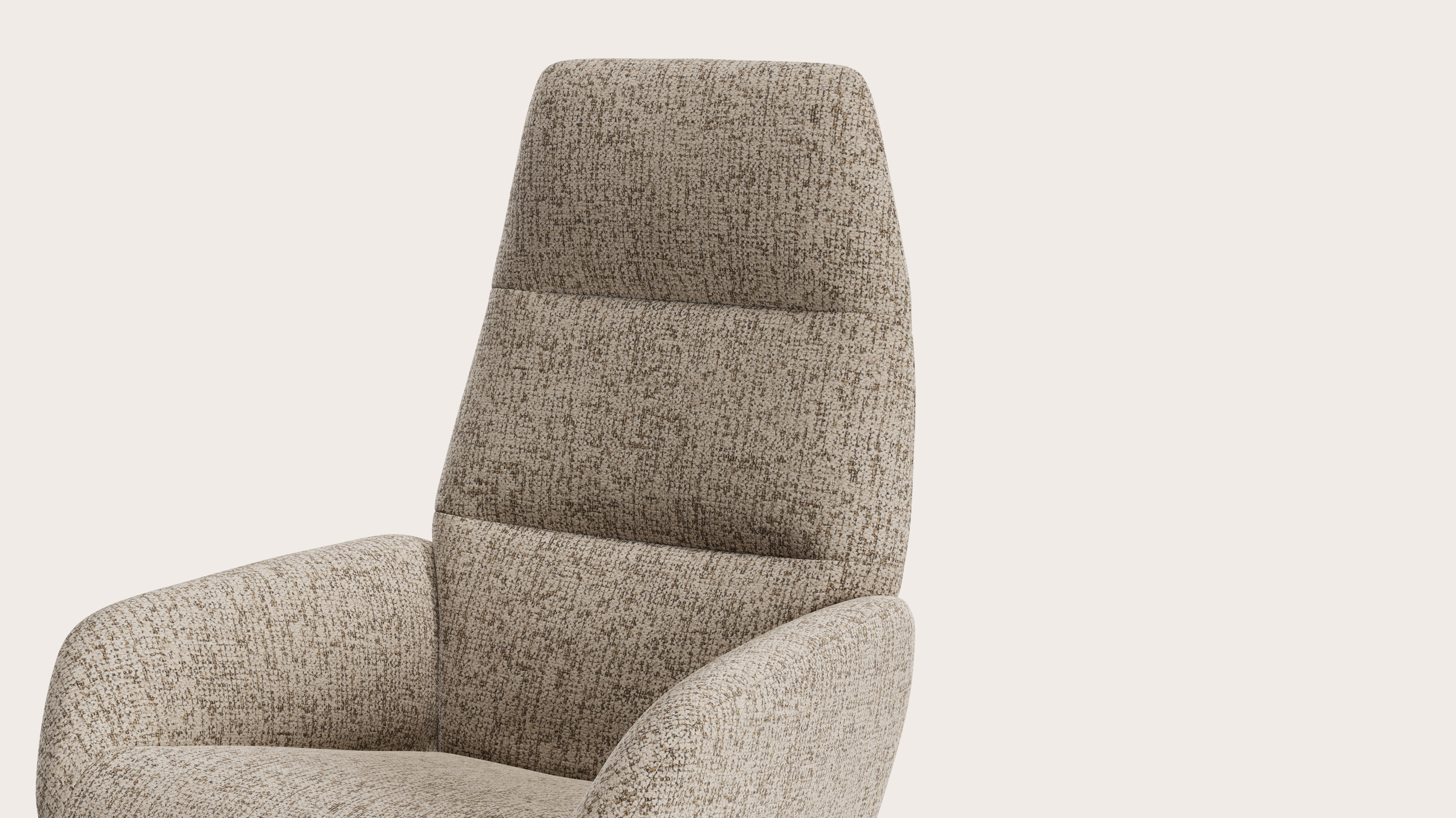 Lento relax fauteuil (push back functie) in Mareto stof Taupe met poot in zwart metaal