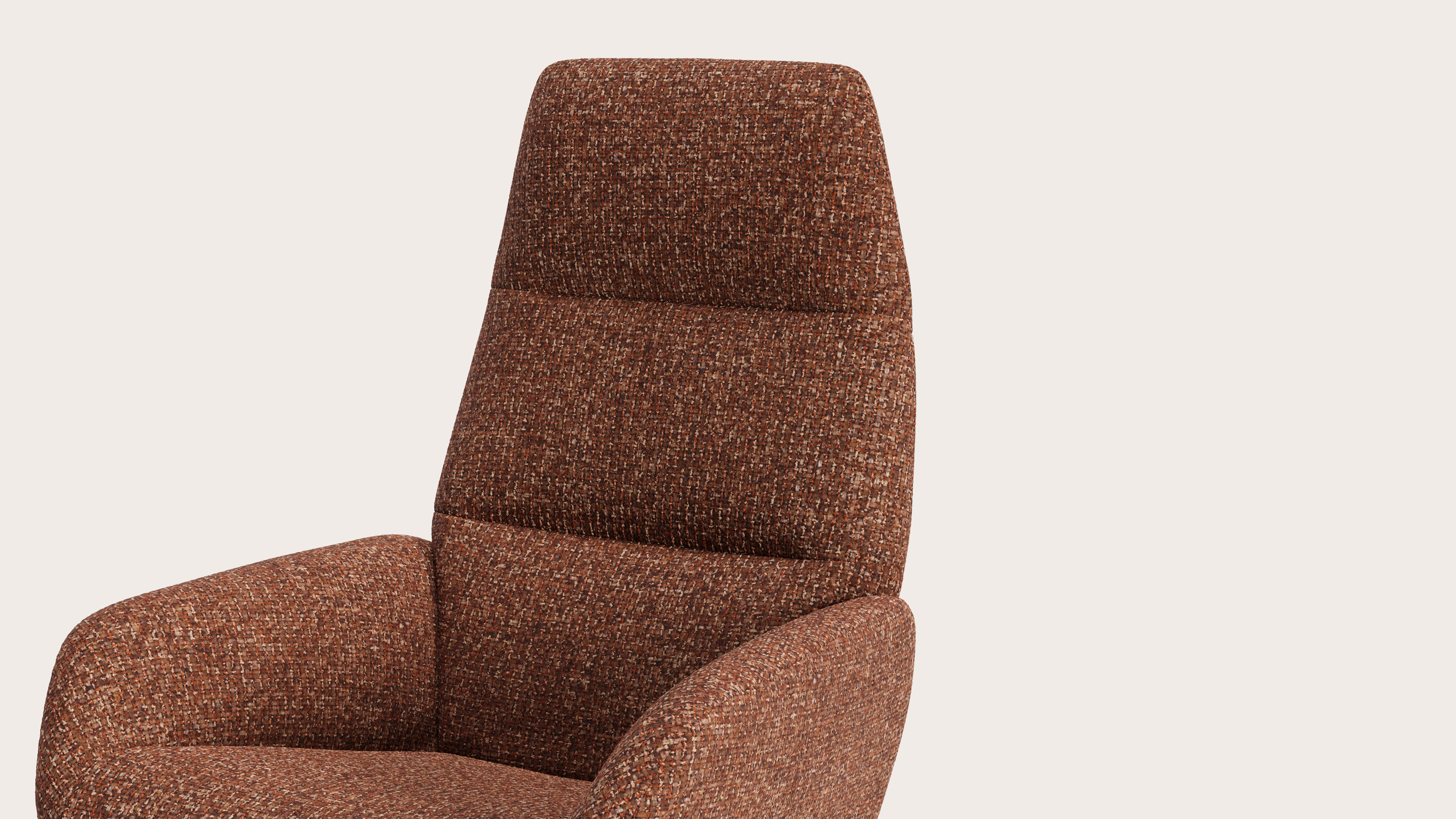 Lento relax fauteuil (push back functie) in Tessaro stof Rust met poot in zwart metaal