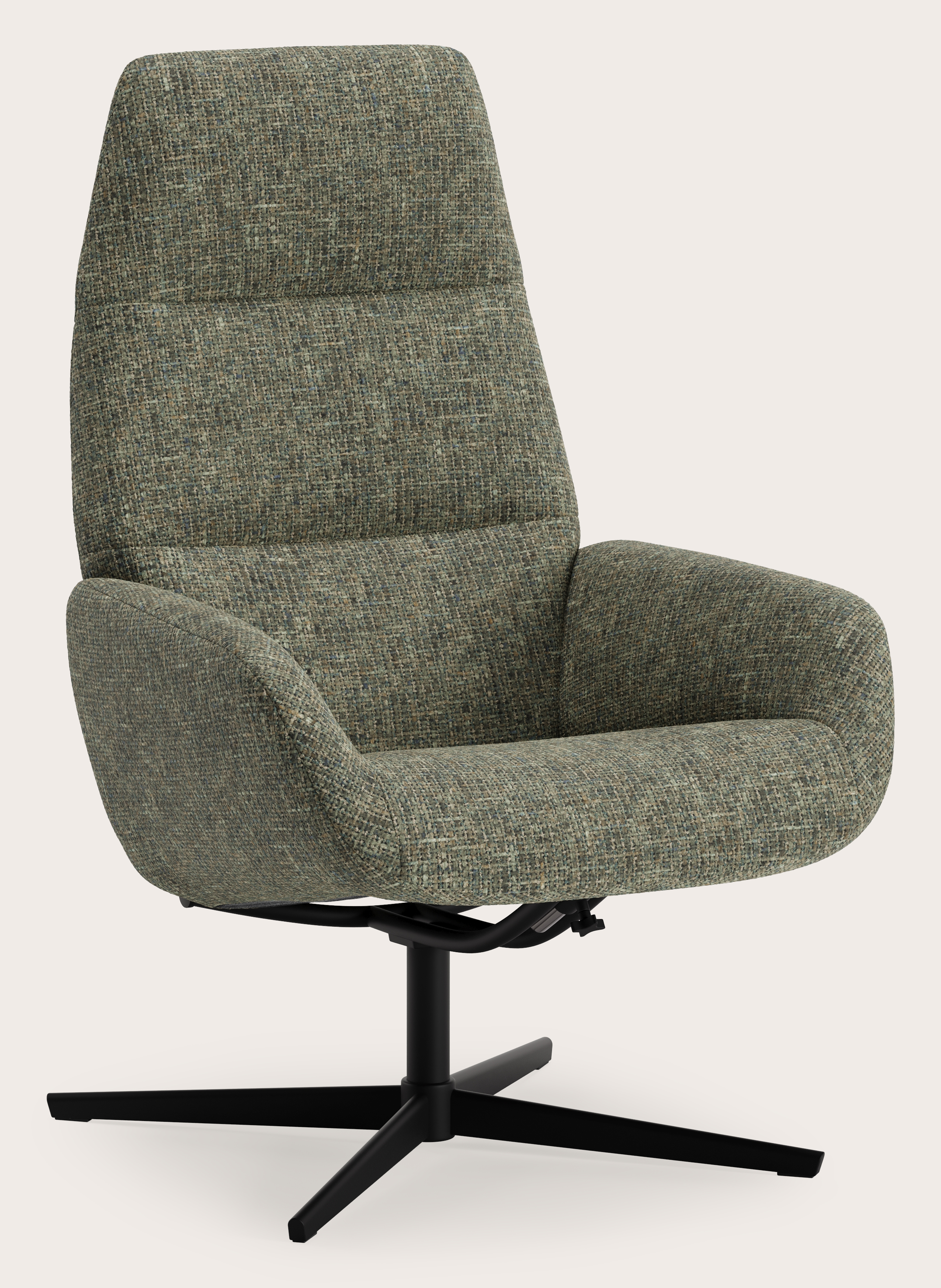 Lento relax fauteuil (push back functie) in Tessaro stof Jungle met poot in zwart metaal