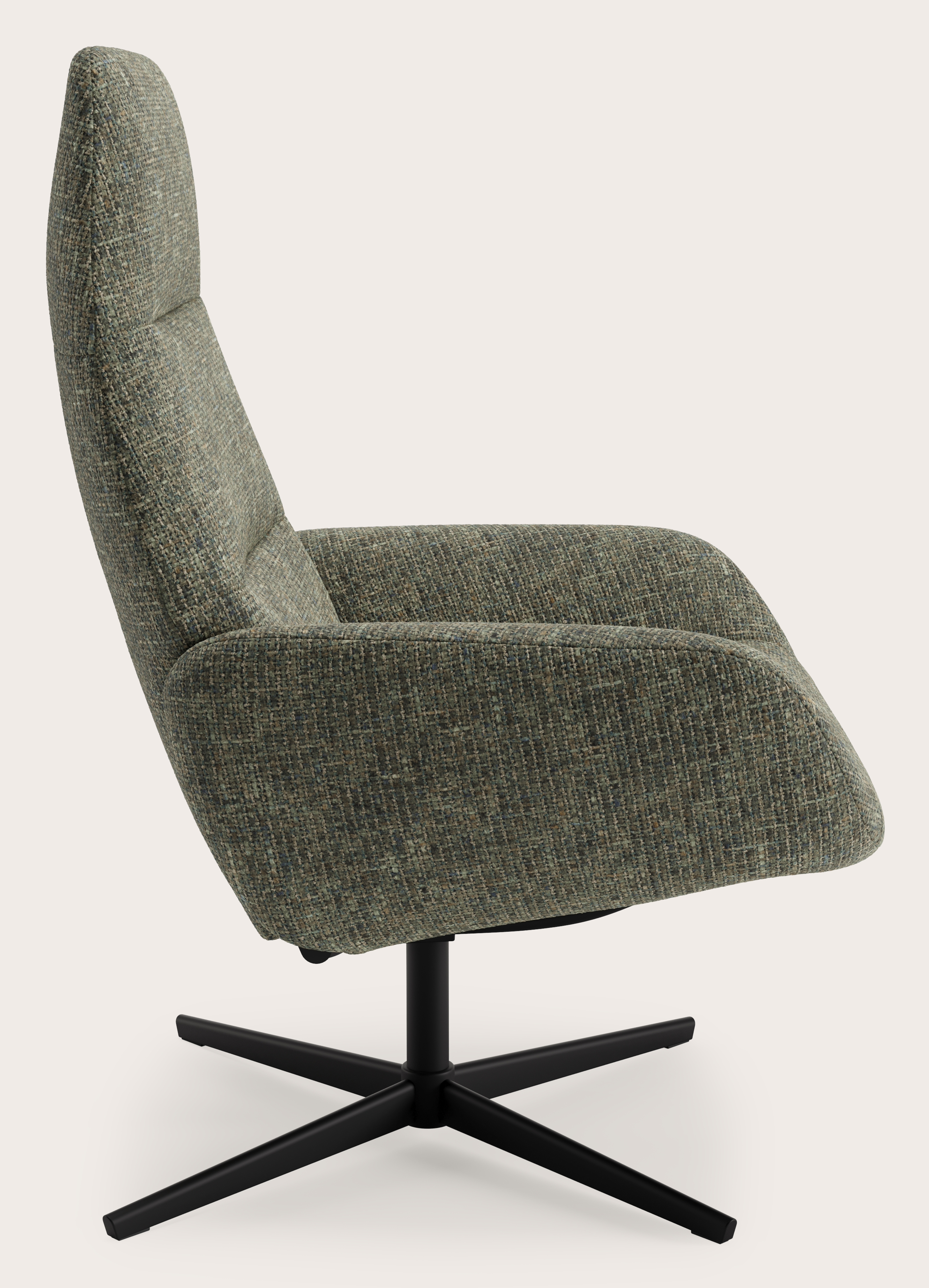 Lento relax fauteuil (push back functie) in Tessaro stof Jungle met poot in zwart metaal