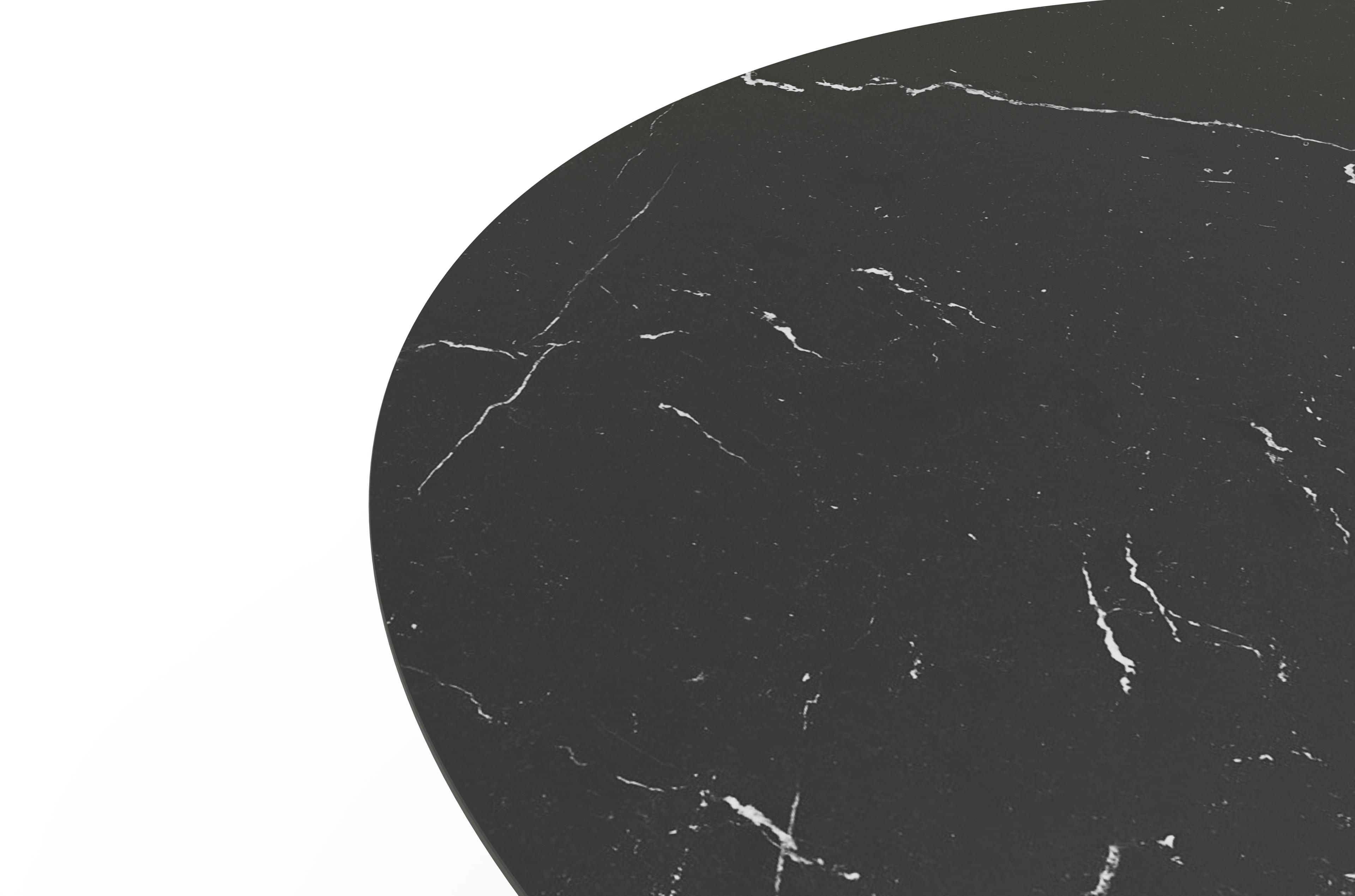 Eettafel Ragno onderstel in zwart metaal met rond volkeramisch Ceramo blad in kleur Nero Marquina Ø120 x 77 cm