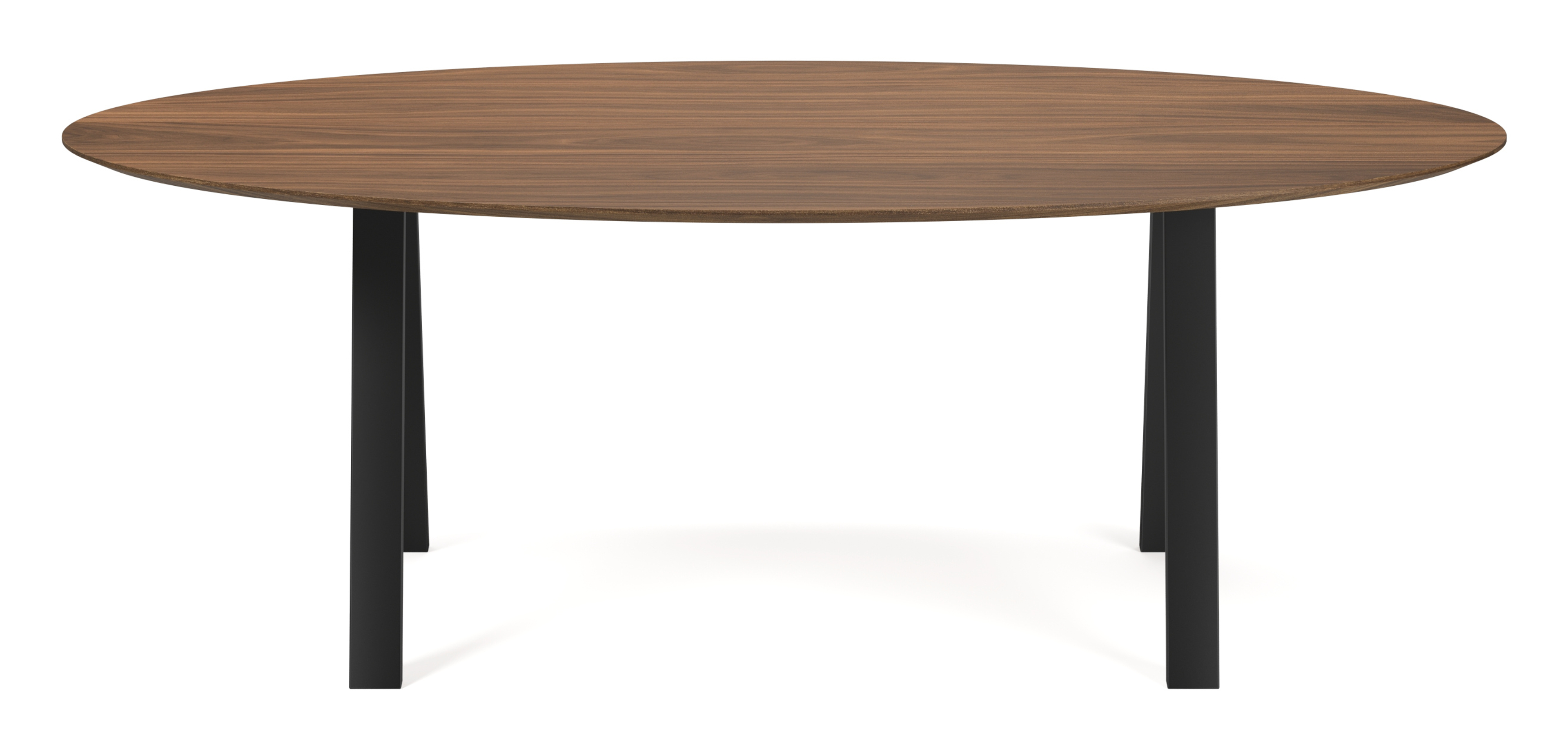 Table de salle à manger Tiendo armature en métal noir avec plateau Finesso en forme ovale en noyer 220 x 120 x 77 cm