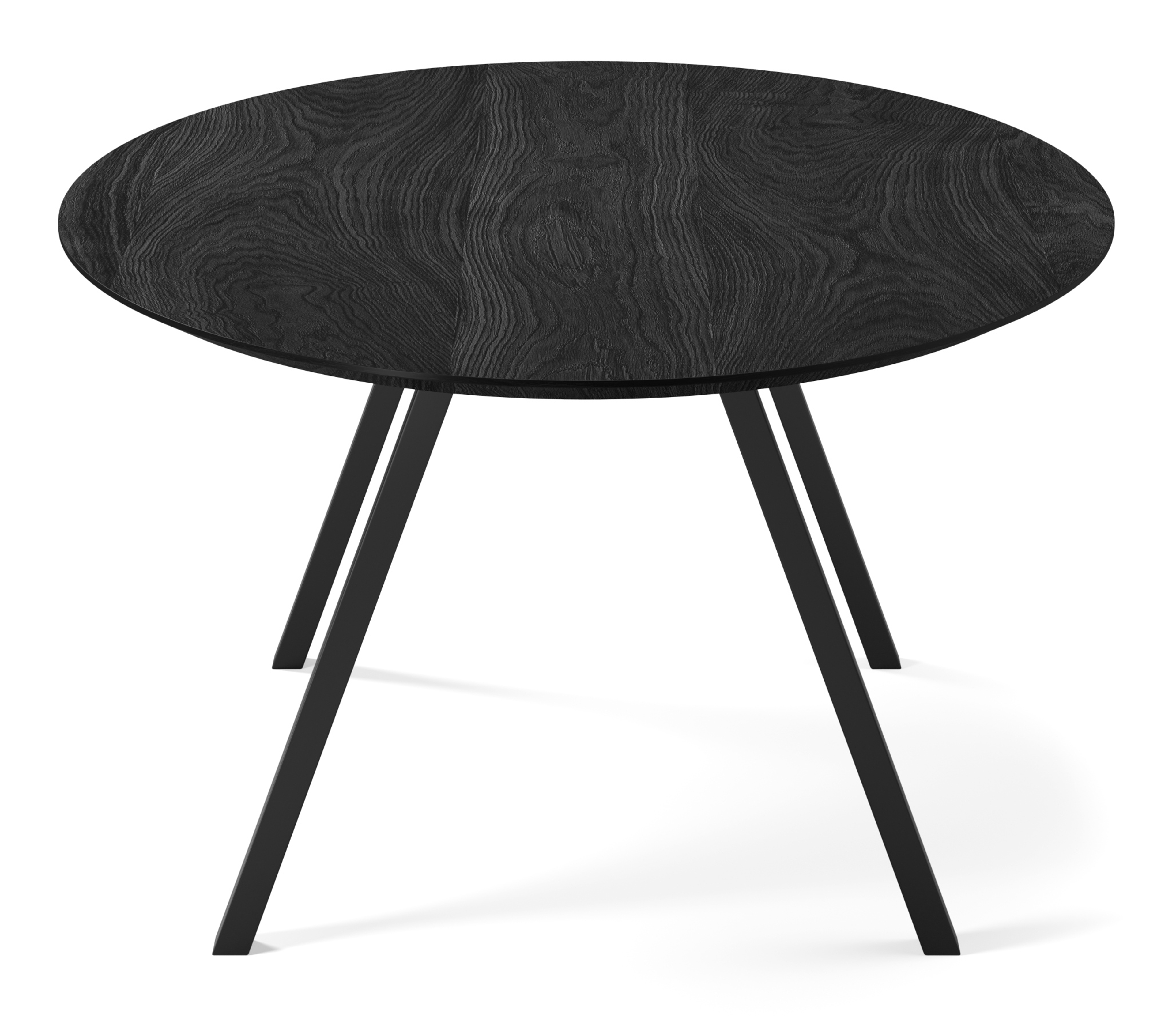 Eettafel Tiendo onderstel in zwart metaal met ovaal Finesso blad in zwarte eik 260 x 130 x 77 cm