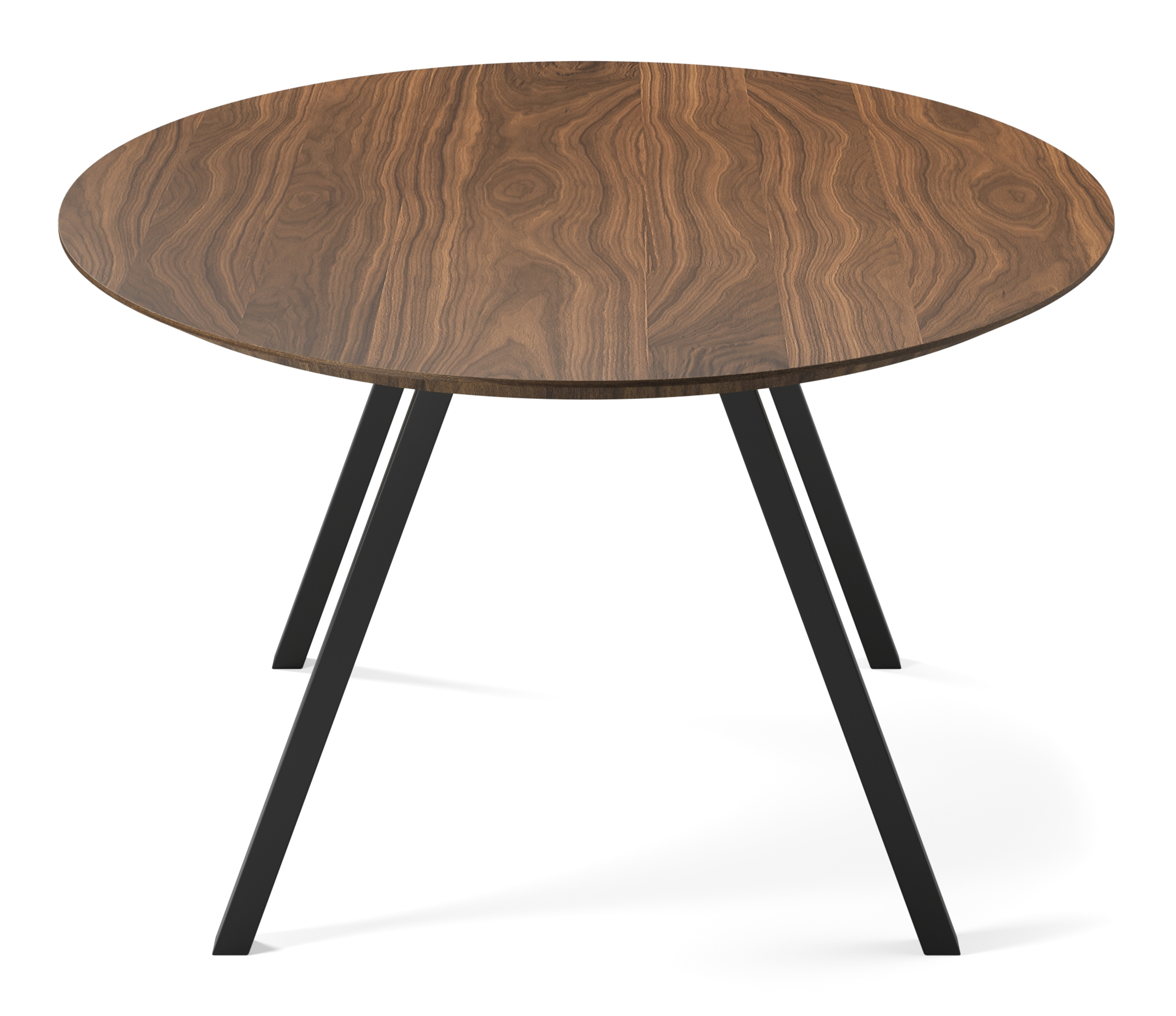 Table de salle à manger Tiendo armature en métal noir avec plateau Finesso en forme ovale en noyer 260 x 130 x 77 cm