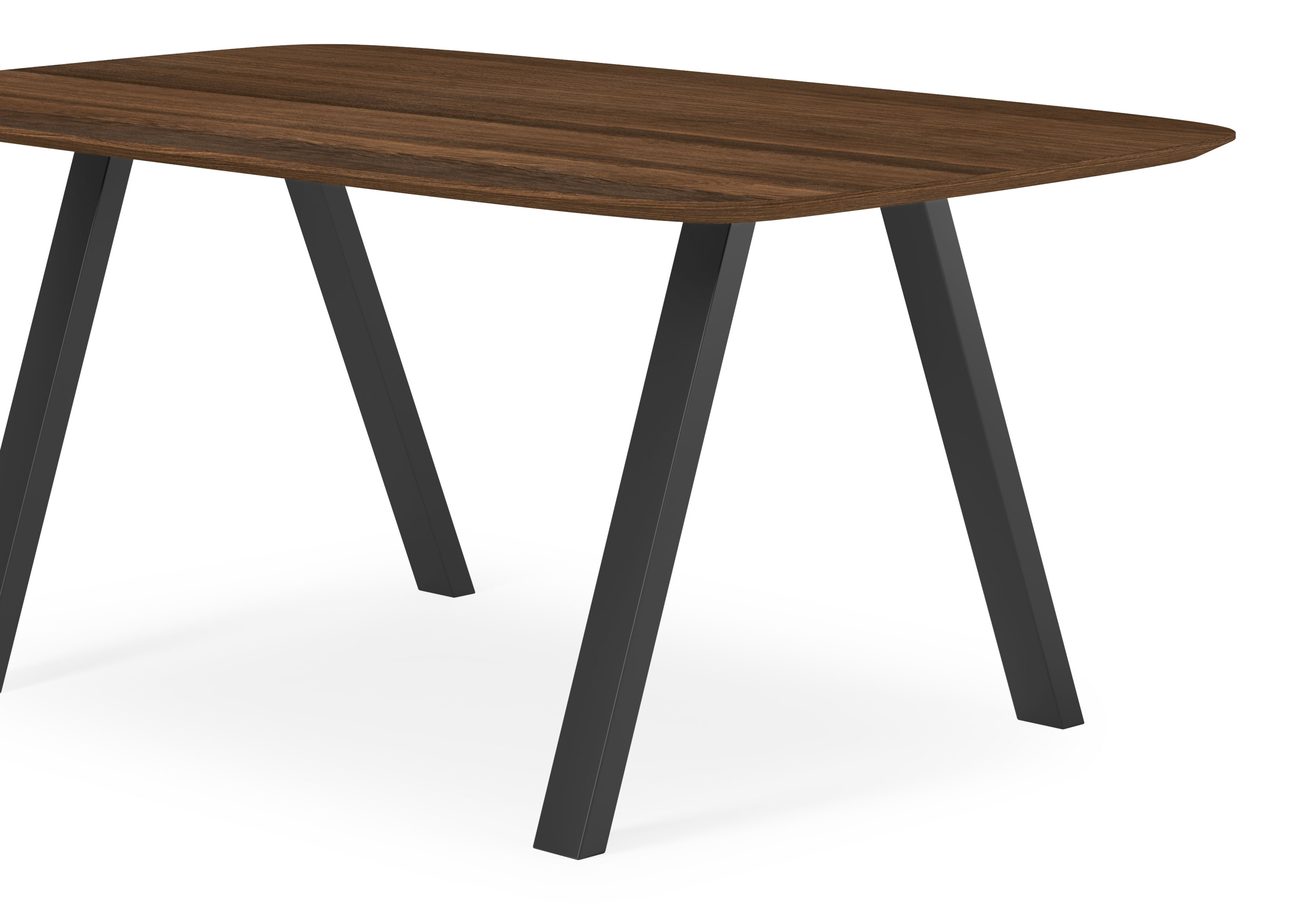 Table de salle à manger Tiendo armature en métal noir avec plateau Finesso forme arrondie en chêne fumé 180 x 100 x 77 cm