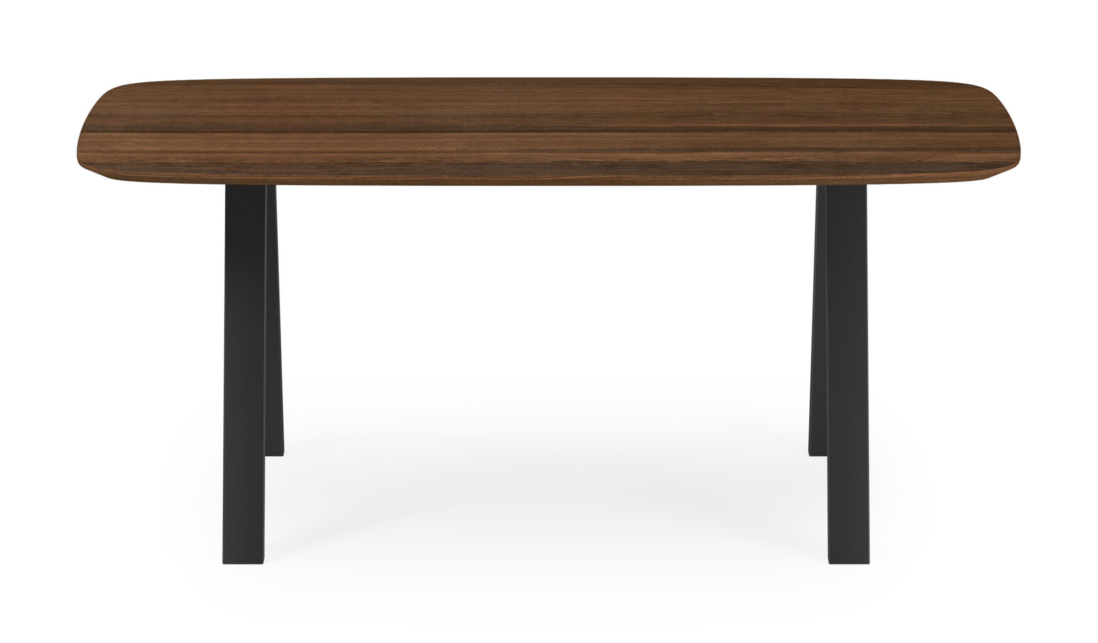 Table de salle à manger Tiendo armature en métal noir avec plateau Finesso forme arrondie en chêne fumé 180 x 100 x 77 cm