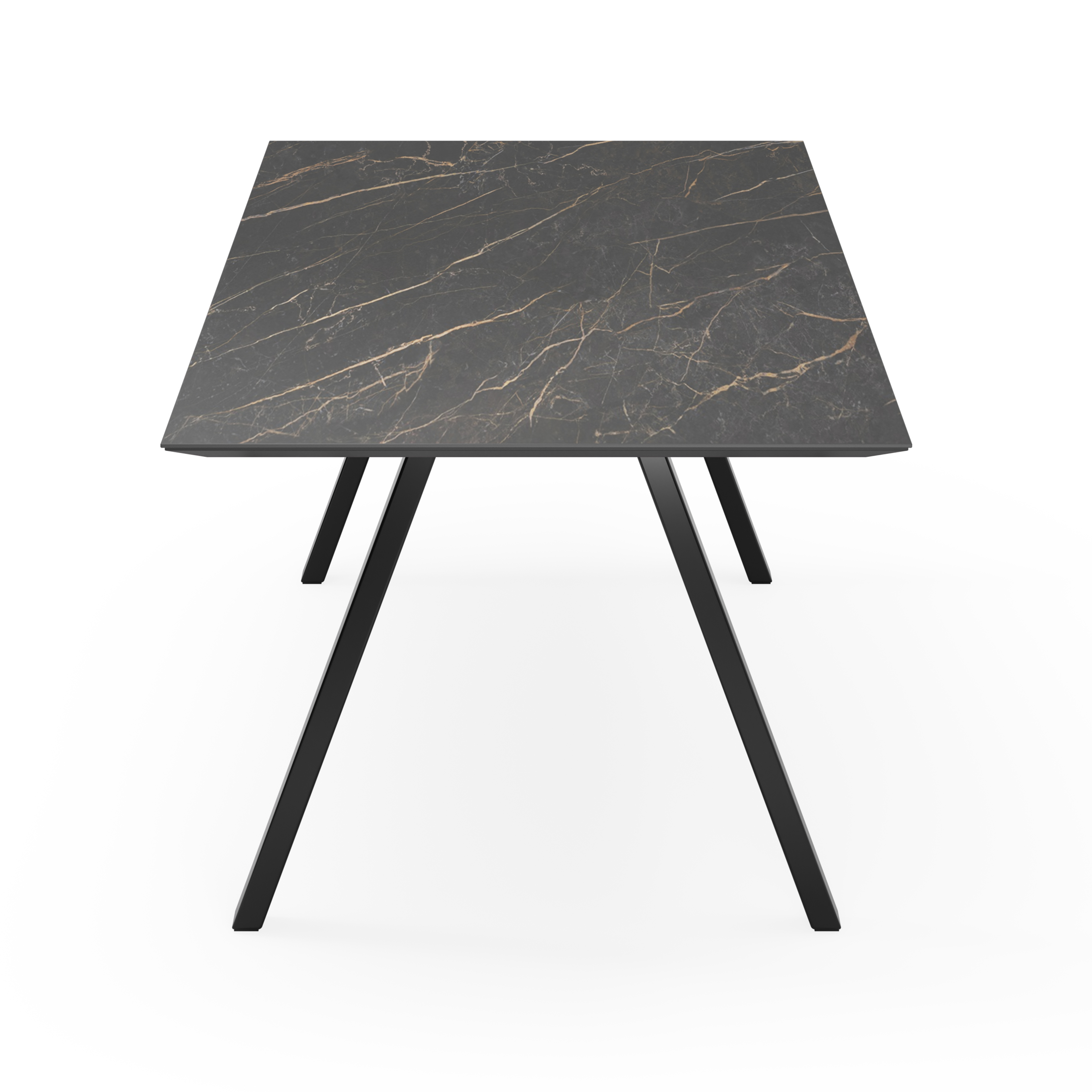 Table de salle à manger Tiendo armature en métal noir avec plateau Ceramo rectangulaire céramique en couleur Black Obsession 260 x 100 x 77 cm