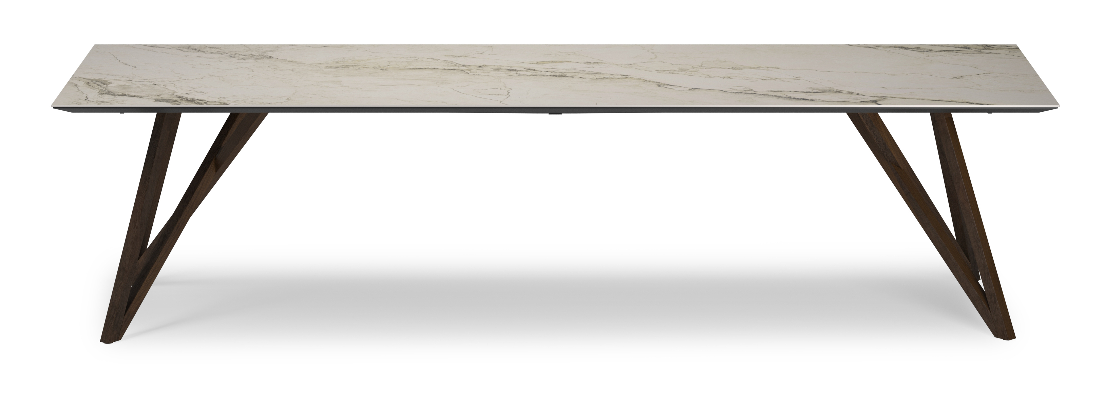 Eettafel Ragno onderstel in zwarte eik met rechthoekig volkeramisch Ceramo blad in kleur Colorado Dunes 300 x 100 x 77 cm