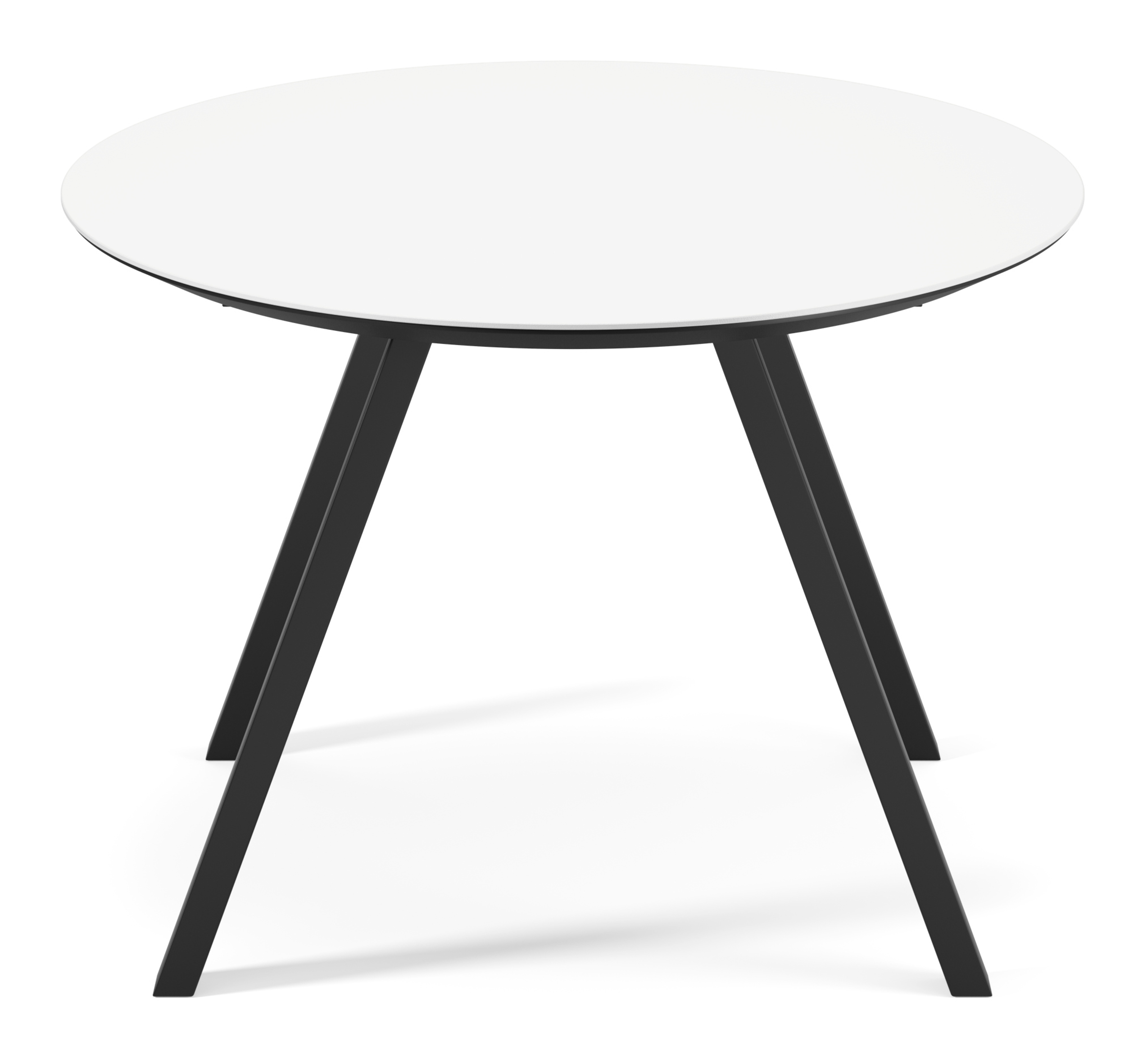 Table de salle à manger Tiendo armature en métal noir avec plateau Ceramo ovale en céramique en couleur Arctic White 180 x 110 x 77 cm