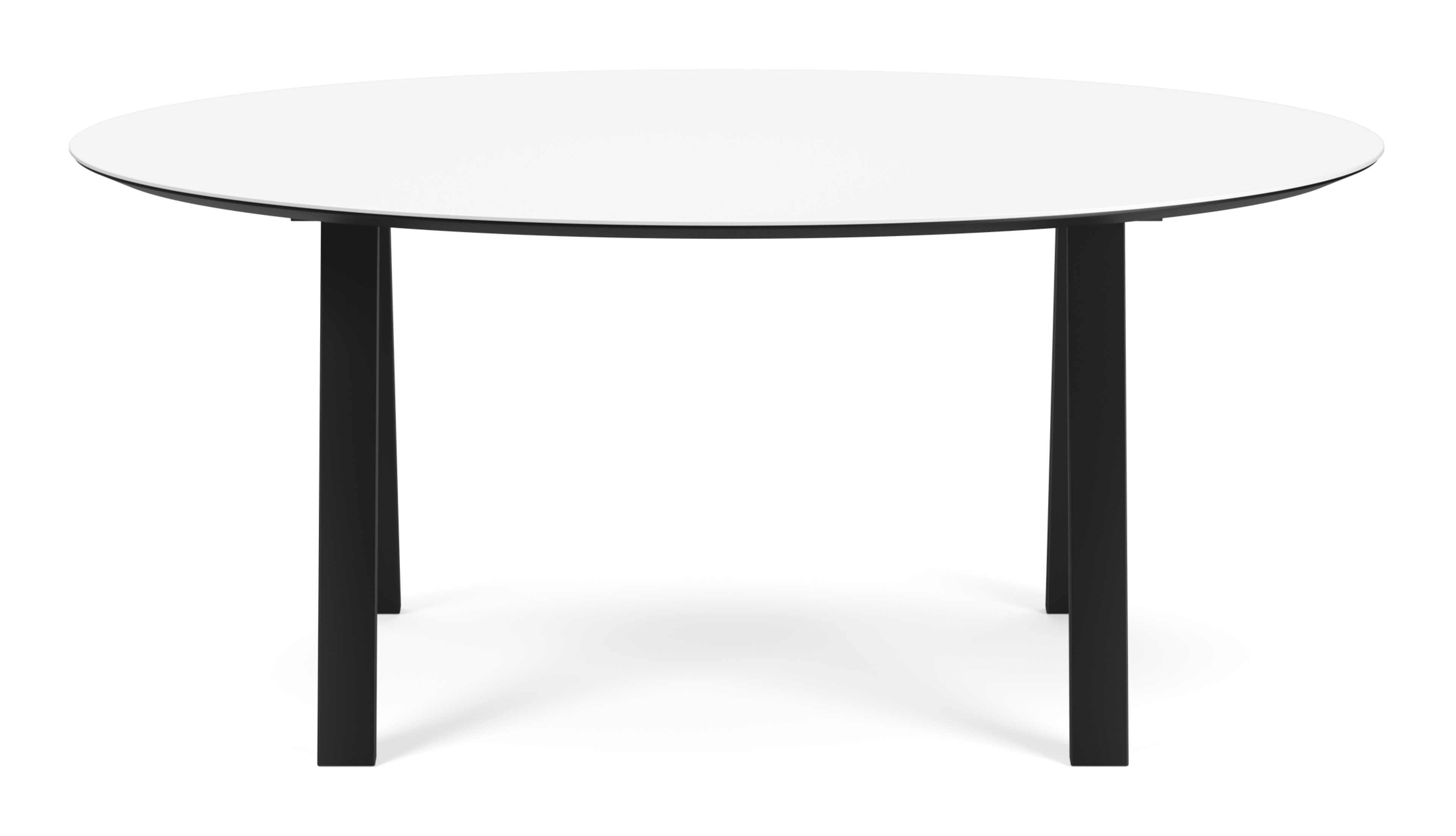 Table de salle à manger Tiendo armature en métal noir avec plateau Ceramo ovale en céramique en couleur Arctic White 180 x 110 x 77 cm