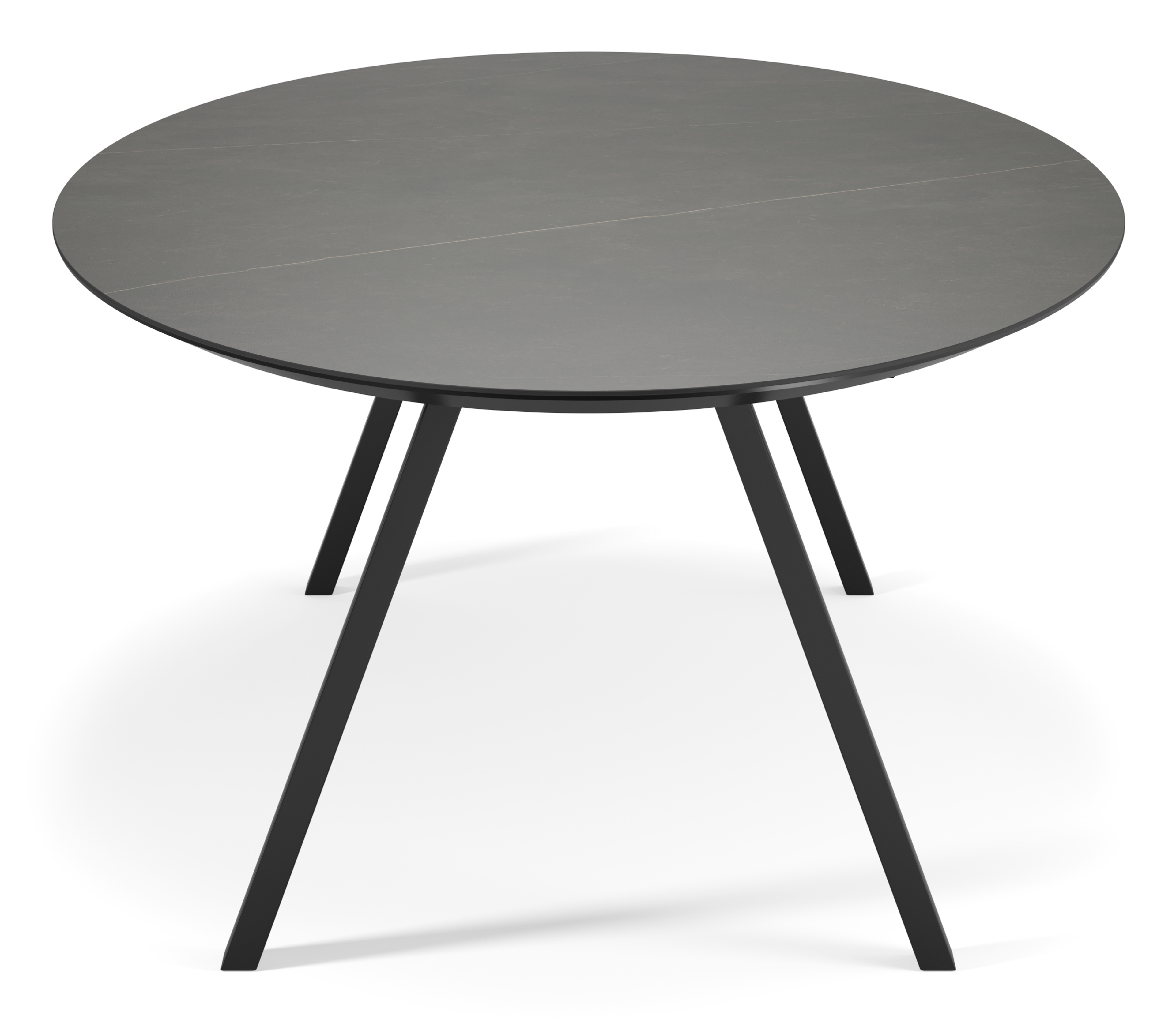 Table de salle à manger Tiendo armature en métal noir avec plateau Ceramo ovale en céramique en couleur Calatorao 300 x 140 x 77 cm