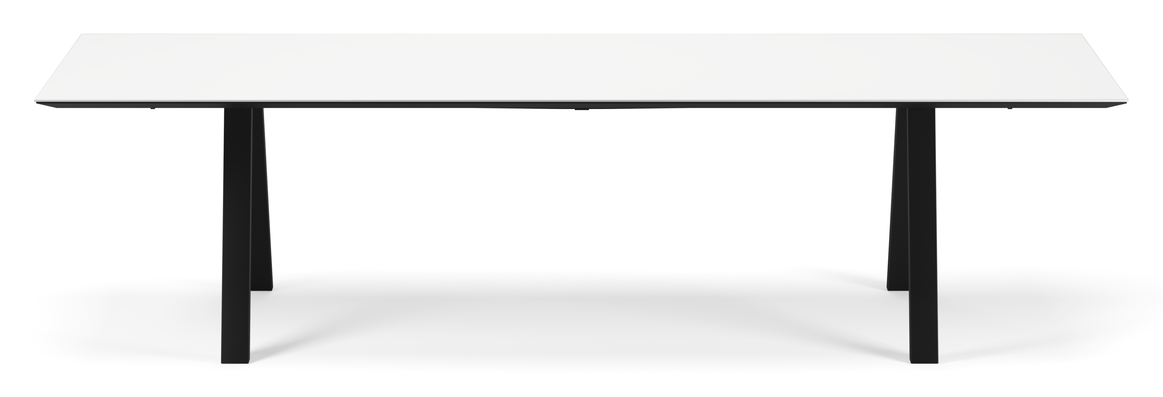 Eettafel Tiendo onderstel in zwart metaal met rechthoekig volkeramisch Ceramo blad in kleur Arctic White 300 x 100 x 77 cm