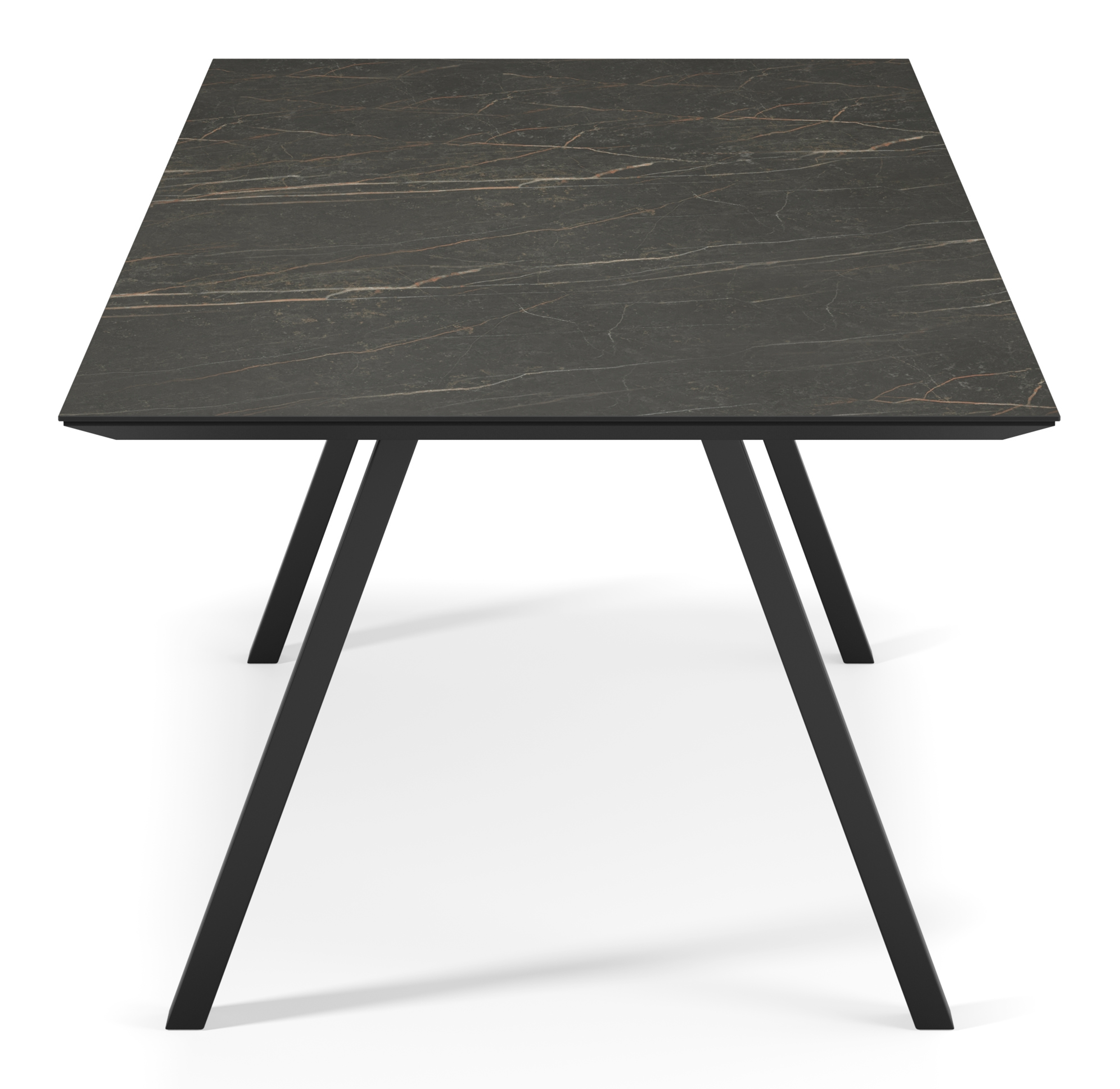 Eettafel Tiendo onderstel in zwart metaal met rechthoekig volkeramisch Ceramo blad in kleur Black Obsession 300 x 100 x 77 cm
