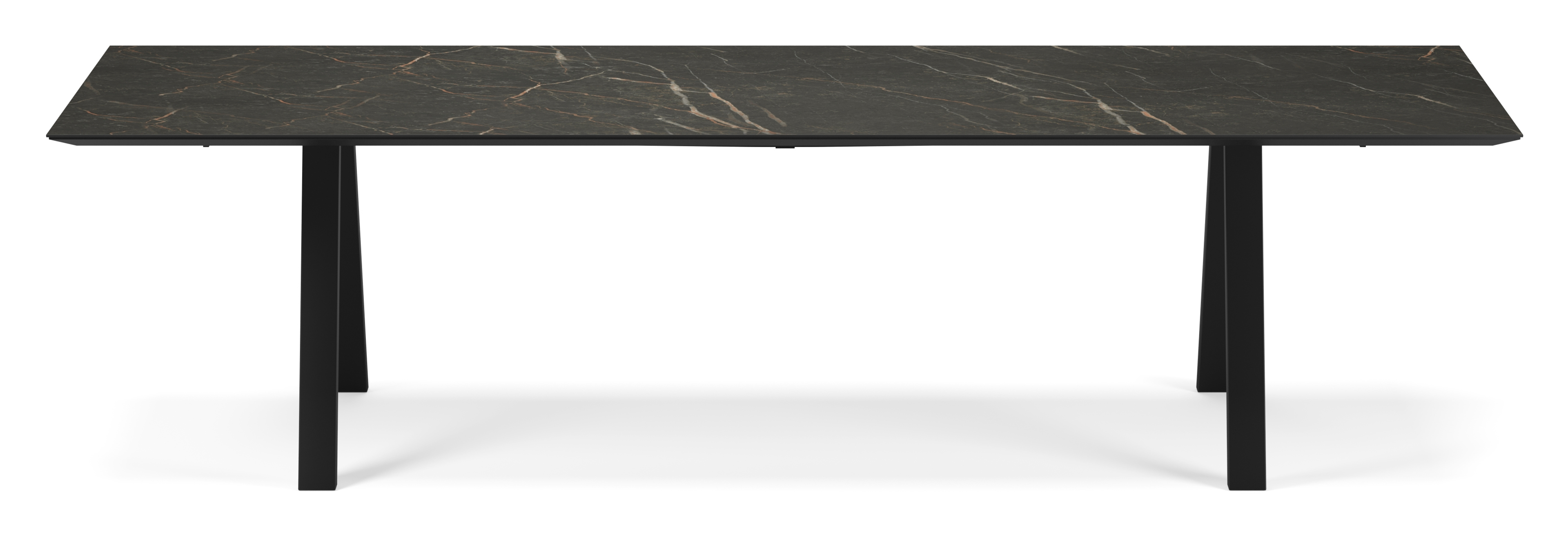 Eettafel Tiendo onderstel in zwart metaal met rechthoekig volkeramisch Ceramo blad in kleur Black Obsession 300 x 100 x 77 cm